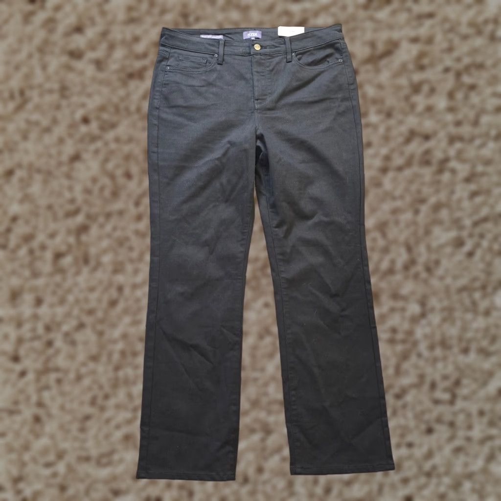 Nydj Jeans Womens Size 14 Black High Rise Straight Denim Stretchy Capsule Casual Pants Woman 5-Pocket Style Regular Inseam 31In