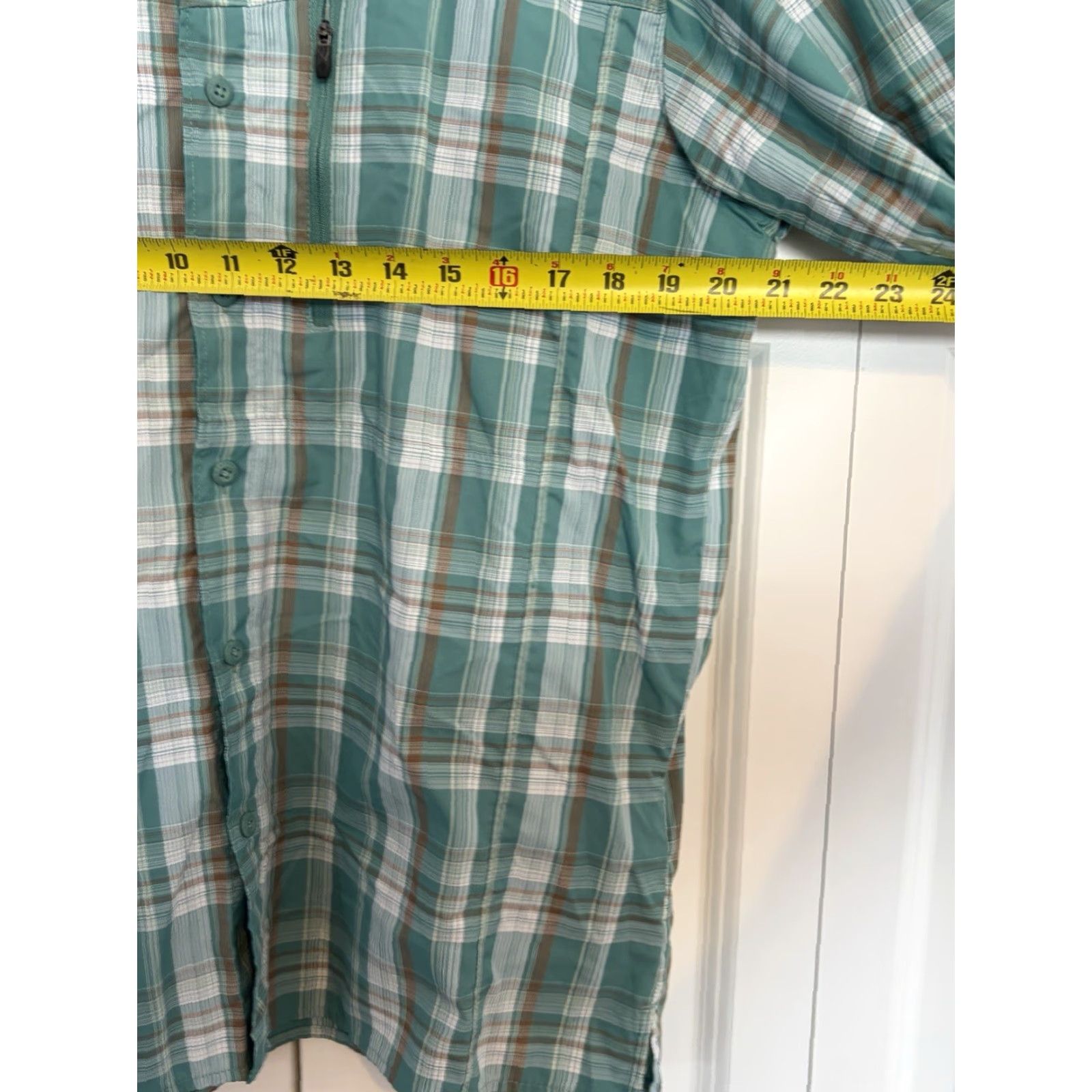 Altea Columbia Shirt Mens Vented Teal Green Plaid Short Sleeve Large Button-Front Pocket Breathable Regular Fit Casual Travel - 3D Size US L / EU 52-54 / 3 - 4 Thumbnail