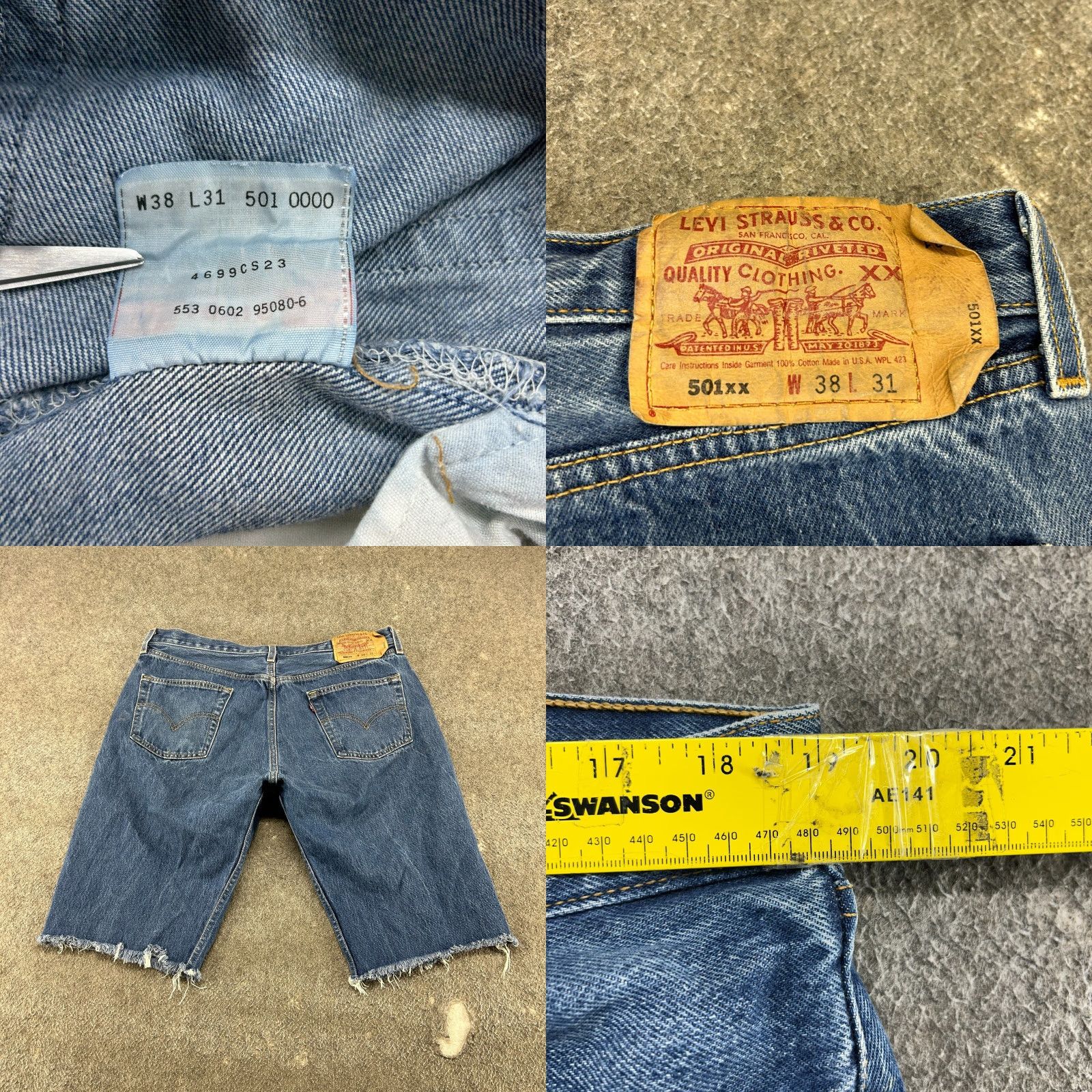Levi's VINTAGE Levi's 501 Shorts Men 38 Blue Denim Distressed USA 90s Chino 5-Pocket Size US 38 / EU 54 - 8 Thumbnail