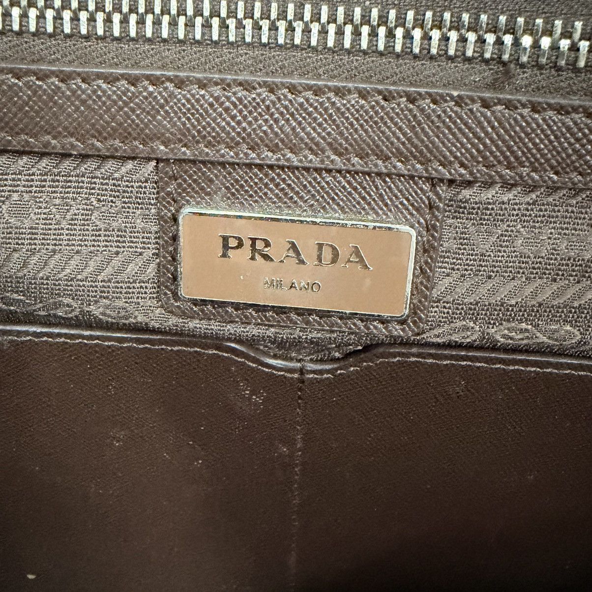 Prada Prada Brown Leather Saffiano Large Briefcase Bag Size ONE SIZE - 11 Thumbnail