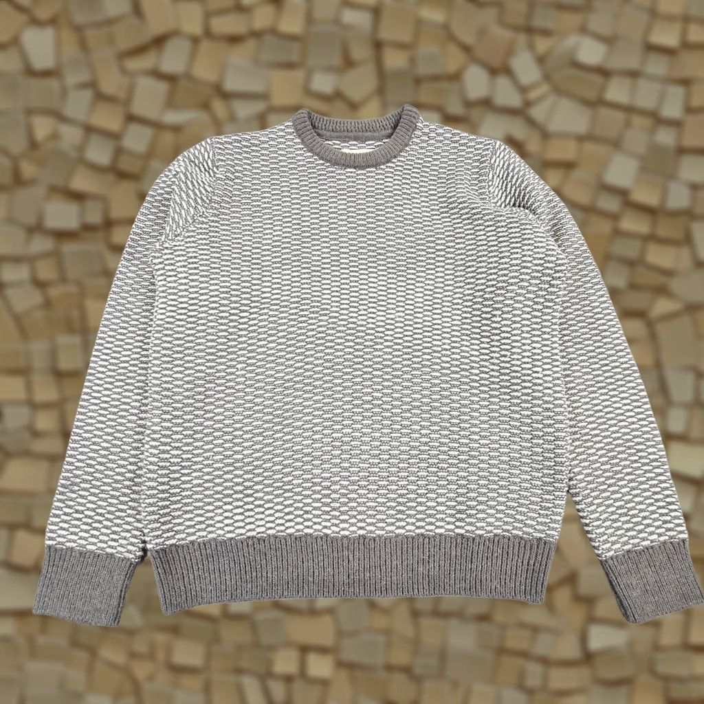 Folk Folk Mens Jumper Grey Medium 3 Textured Chunky Knit Wool Blend Crew Sweater Size US M / EU 48-50 / 2 - 1 Thumbnail