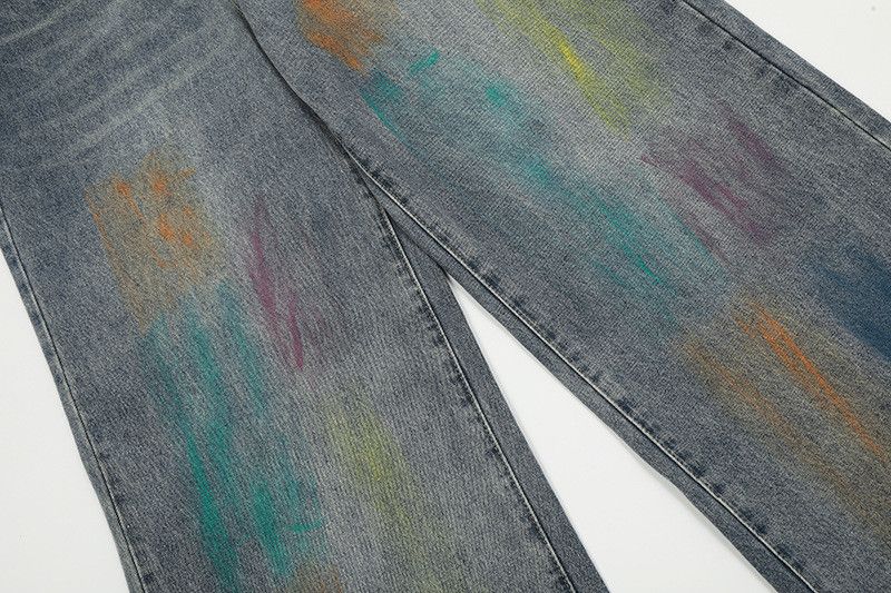 Vintage American retro street loose wide-leg painted jeans for men Size US 32 / EU 48 - 5 Thumbnail