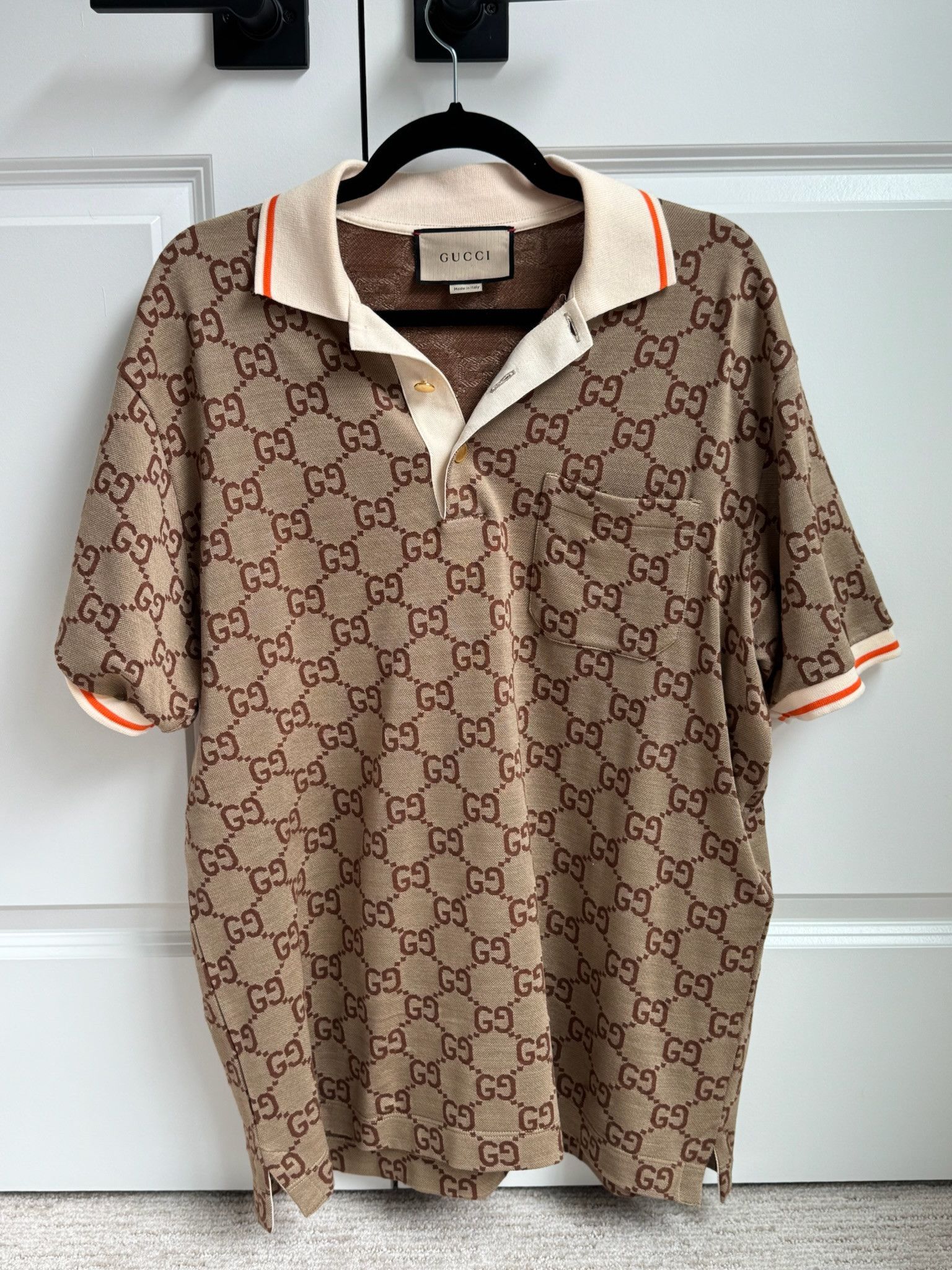 Pre-owned Gucci Gg Polo In Sand
