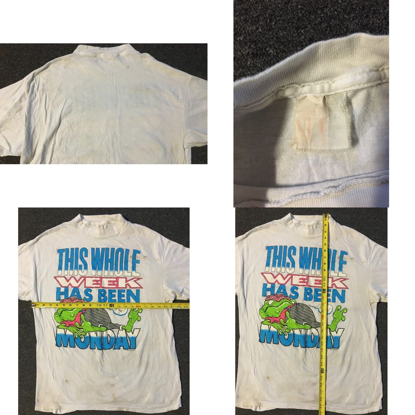 Vintage VINTAGE This Whole Week Has Been Monday Faded Distress Shirt XL White Men Short Sleeve T-Shirt Casual Grunge Funny Humour 80s 90s USA USA Front Size US XL / EU 56 / 4 - 8 Thumbnail