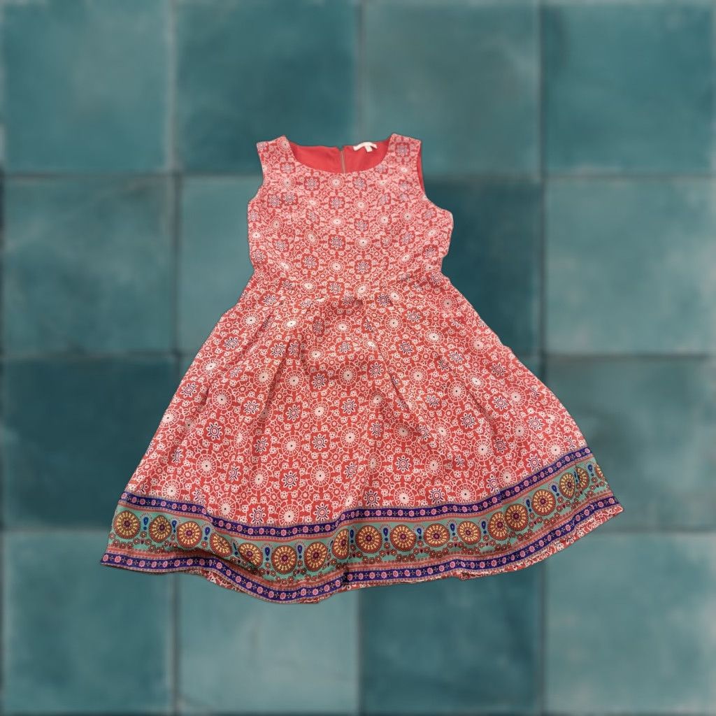 Anthropologie Anthropologie Under Skies Dress Women’s S Red Fit & Flare Sleeveless Short Geometric Size S / US 4 / IT 40 - 1 Thumbnail