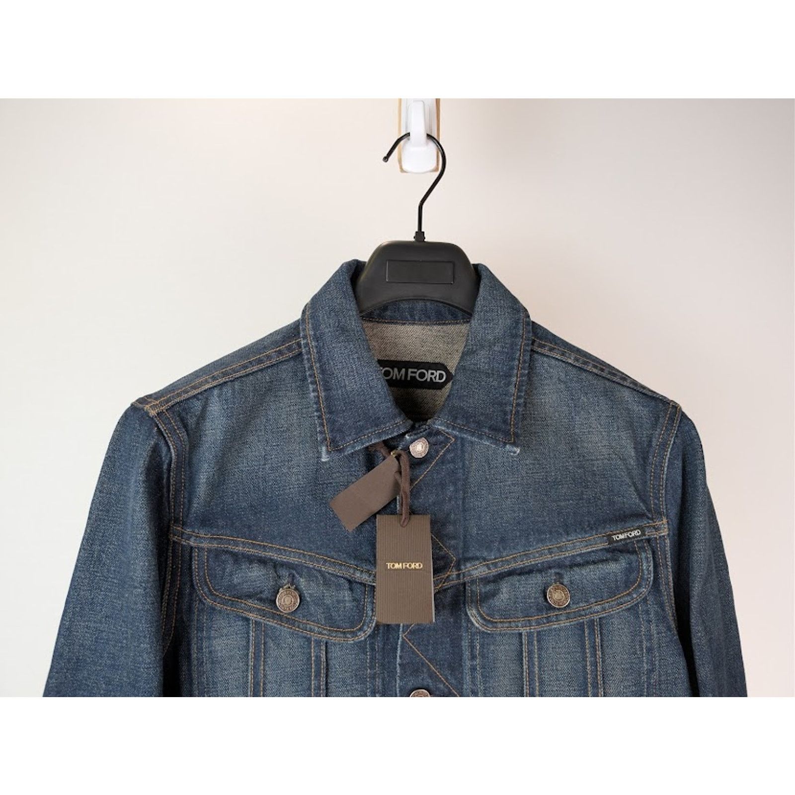 Tom Ford o1rshd1 Iconic Denim Jacket in Strong High / Low Blue Size US XL / EU 56 / 4 - 3 Thumbnail