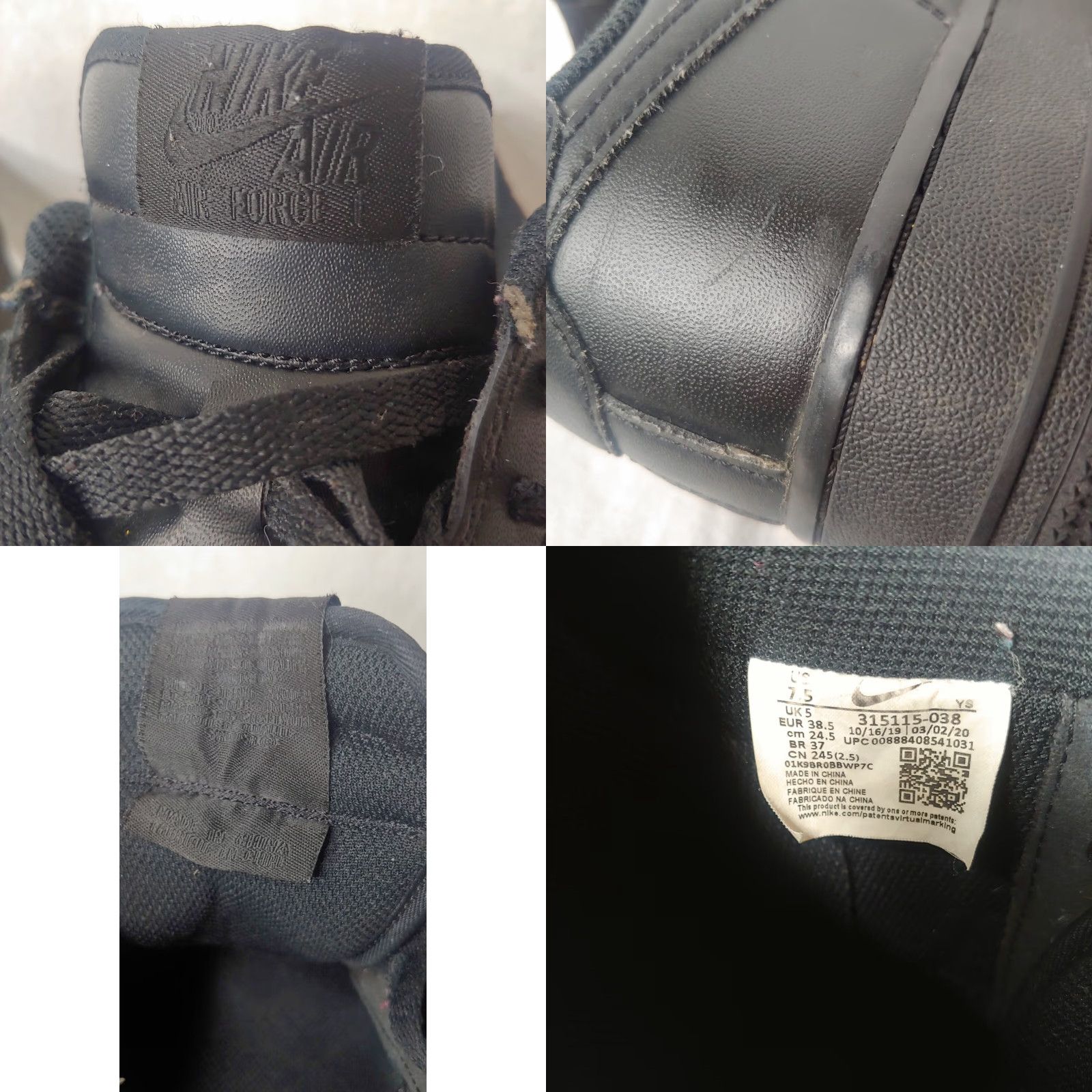Nike Nike Air Force 1 Shoes Women 7.5 Black Low Top Sneaker Lace Up Athletic Comfort Size M / US 6-8 / IT 42-44 - 9 Thumbnail