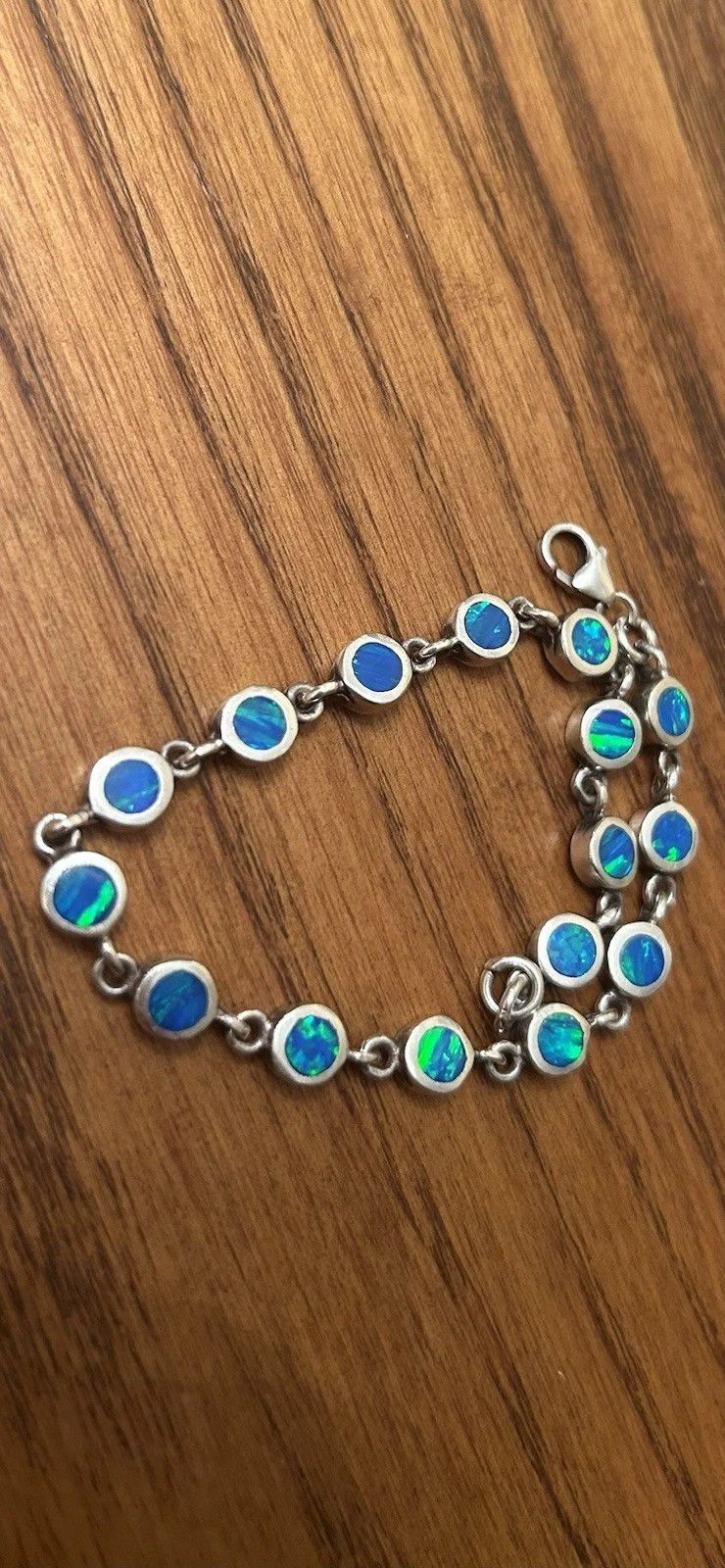 Sterling Silver Sterling Silver Tennis Bracelet Blue Fire Opal 7" Size ONE SIZE - 1 Thumbnail