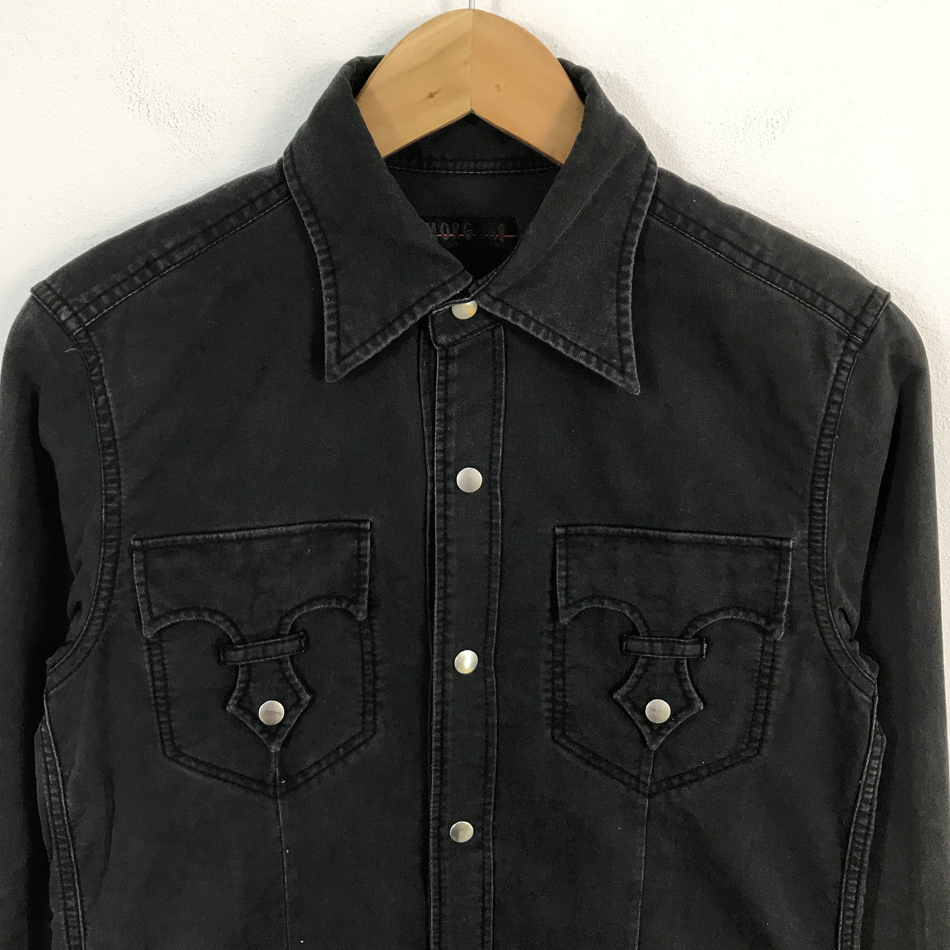 Japanese Brand × Morgan Homme morgan Homme black Faded Punk Snap button shirts Size US M / EU 48-50 / 2 - 3 Thumbnail