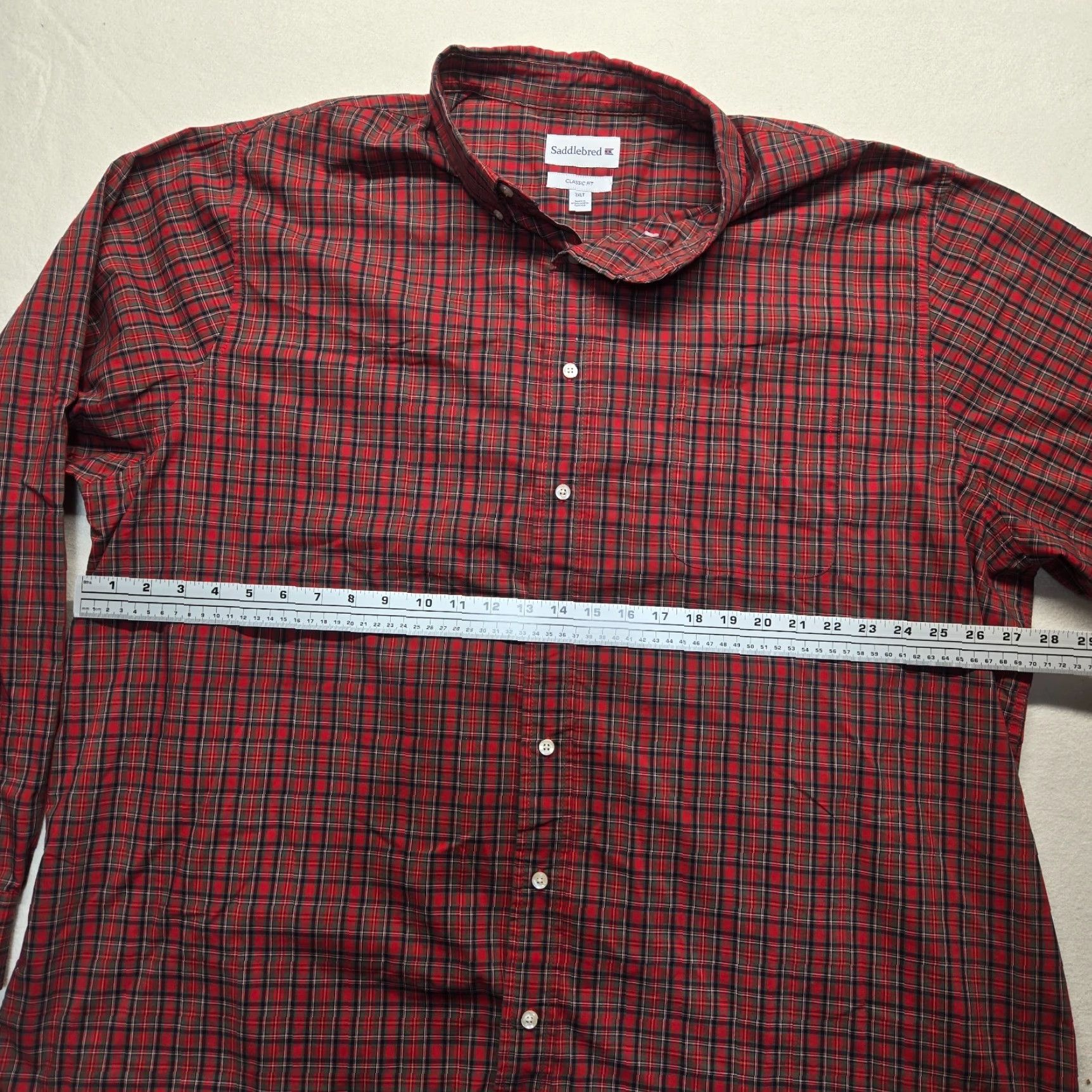 Vintage Saddlebred Red Plaid Long Sleeve Shirt Men 3XLT Tall Button-Up Casual Fall Winter Size US XXL / EU 58 / 5 - 4 Thumbnail