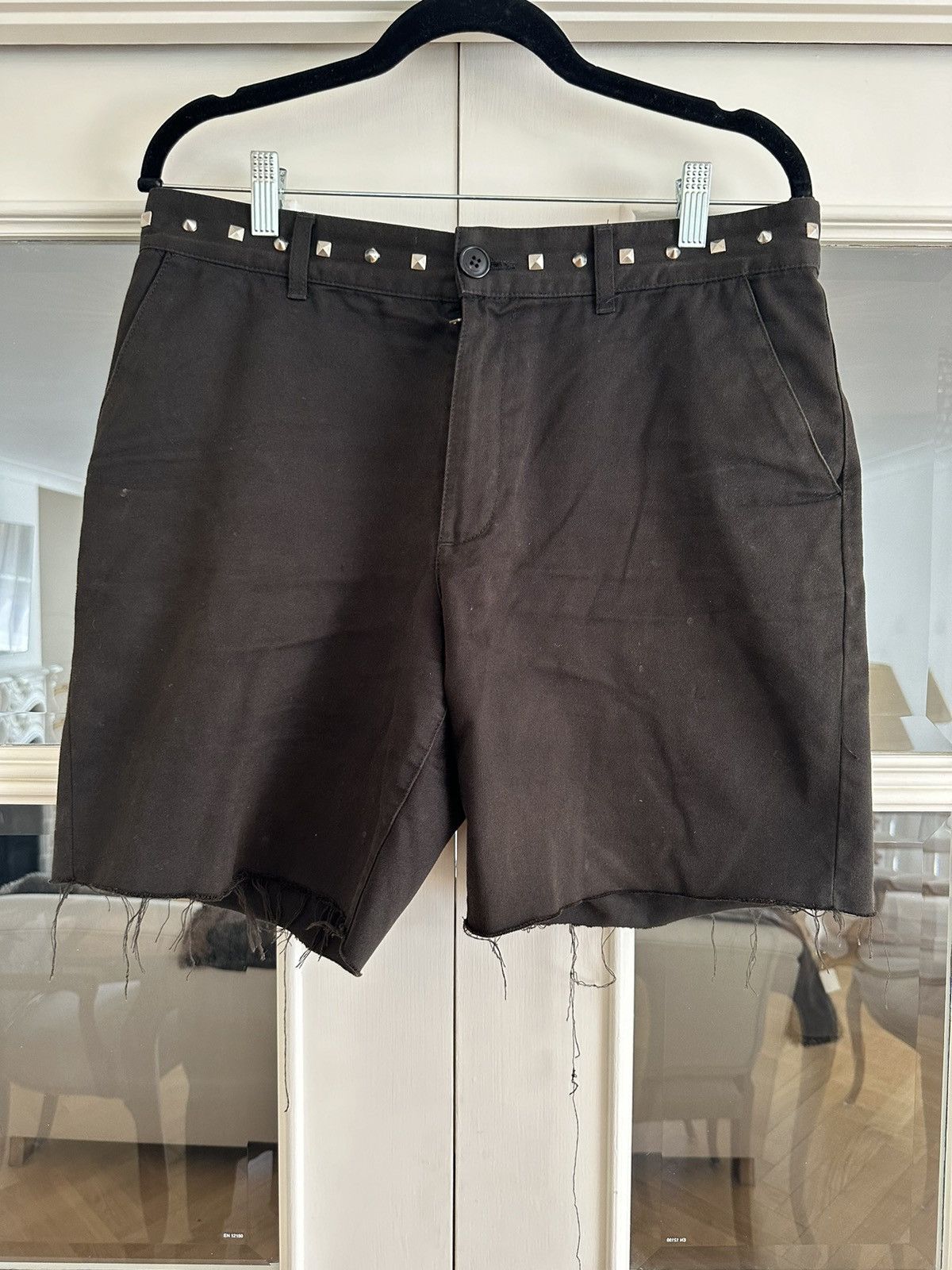 Saint Laurent Paris Black stud distressed shorts Size US 30 / EU 46 - 1 Thumbnail