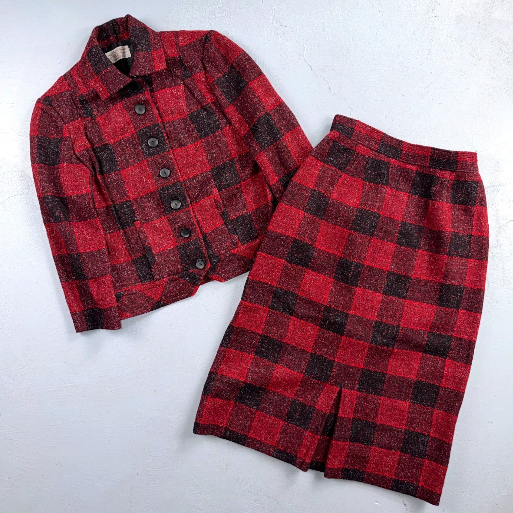 VTG Koret of California Skirt Womens Small Red Midi Rockabilly Suit Jacket