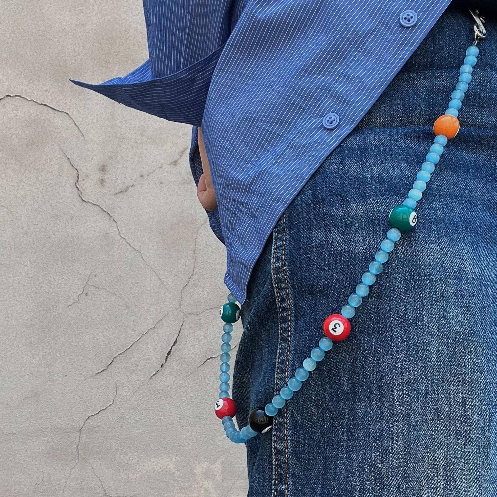 Vintage 8 Ball Blue Long Wallet Chain, Pants Chain Size ONE SIZE - 2 Thumbnail