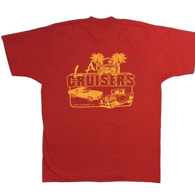 Fruit Of The Loom Vtg Best USA Red Florida LA CRUISERS HoT RoD T Shirt Size US L / EU 52-54 / 3 - 2 Thumbnail