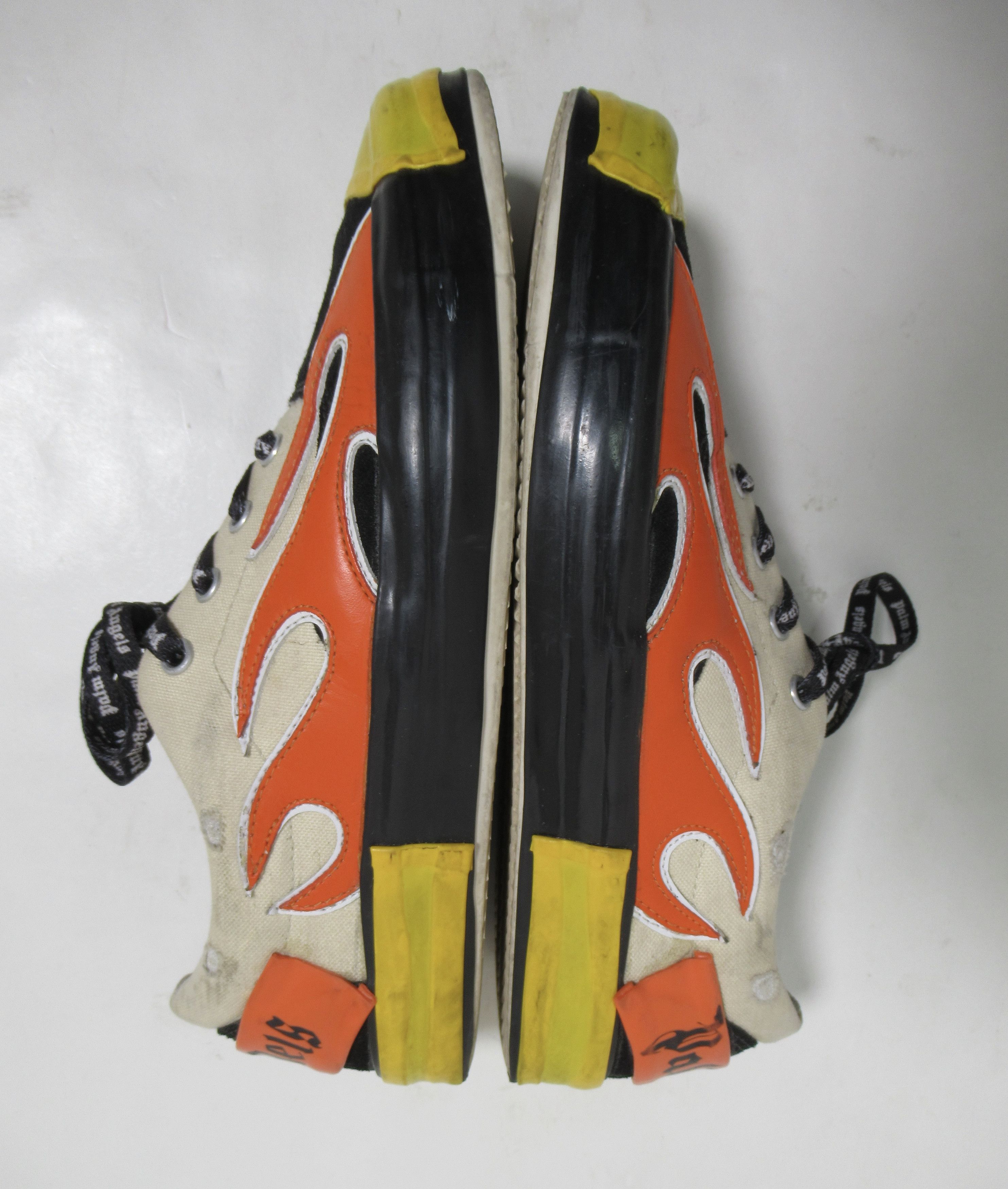Palm Angels Palm Angels Men's Canvas Flame Sneakers Beige Black Orange Size US 8 / EU 41 - 6 Thumbnail