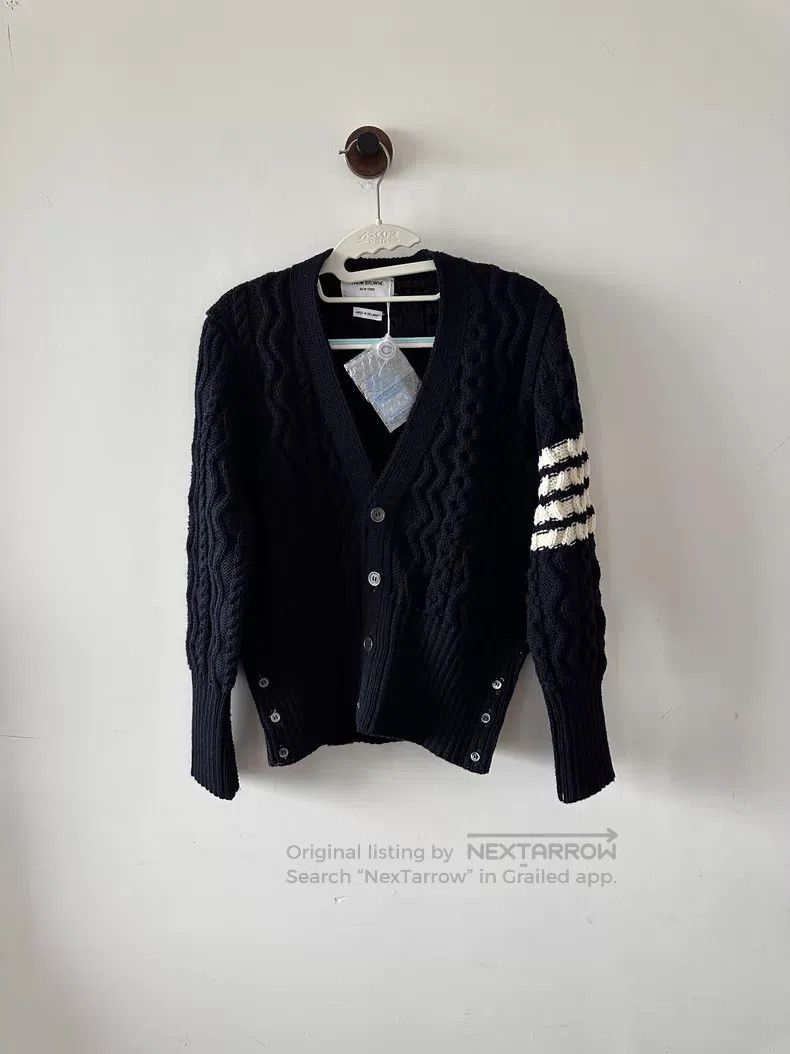 Thom Browne Thom Browne Blue Wool Cardigan Size US S / EU 44-46 / 1 - 1 Thumbnail