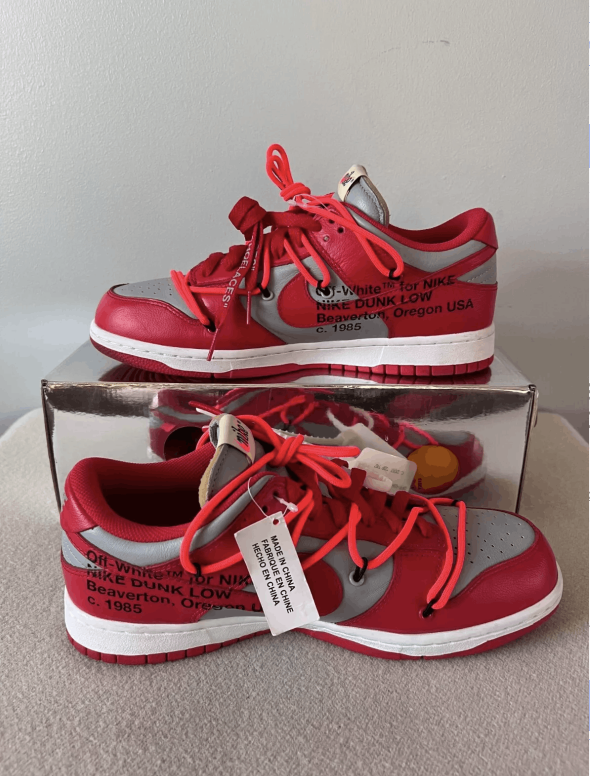 Nike × Off-White Off White Nike Dunk Low in University Red Size US 8.5 / EU 41-42 - 3 Thumbnail