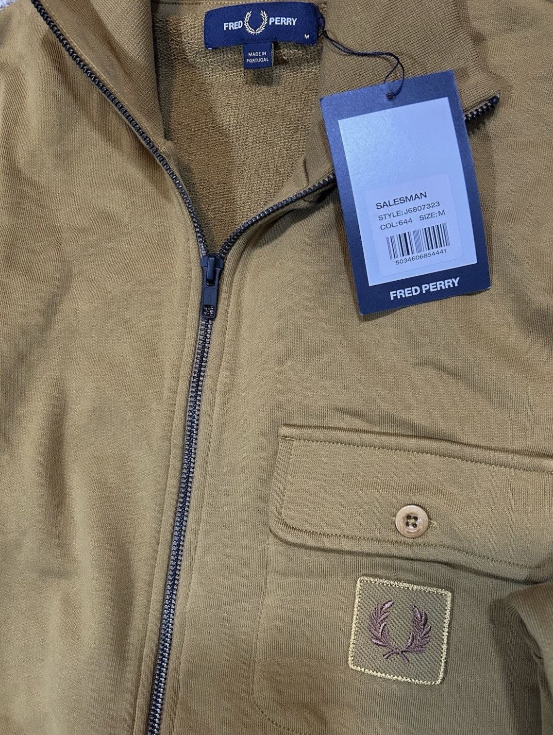 Fred Perry Fred Perry Dark Caramel Funnel Neck Full-Zip Track Jacket Size US M / EU 48-50 / 2 - 2 Thumbnail