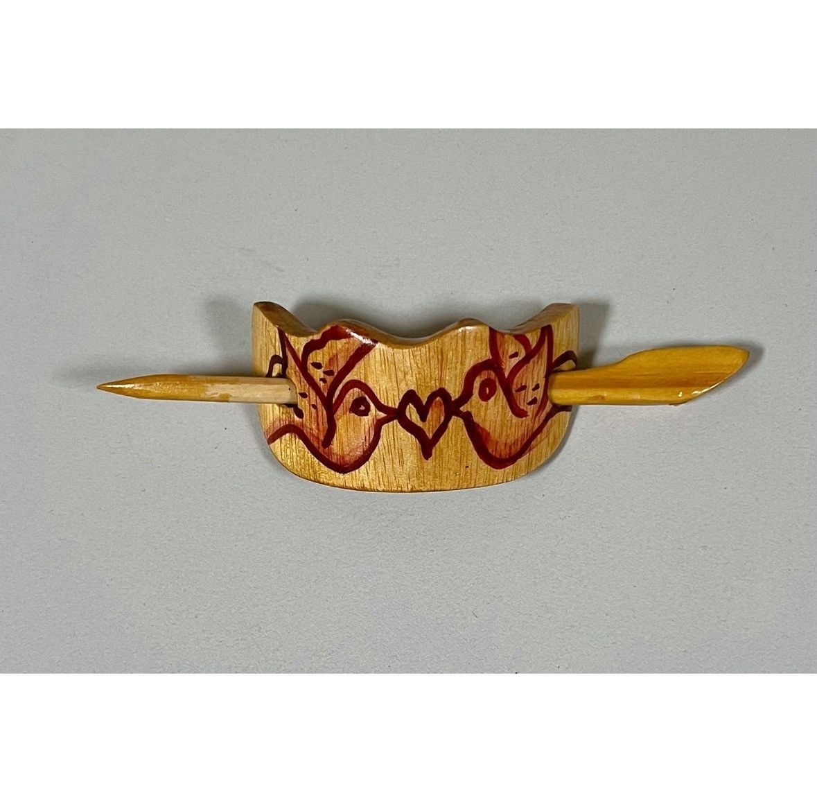 Handmade × Vintage Wooden Dove Bird Lovebirds Handmade Hair Barrette Accessory♥️ Size ONE SIZE - 1 Thumbnail