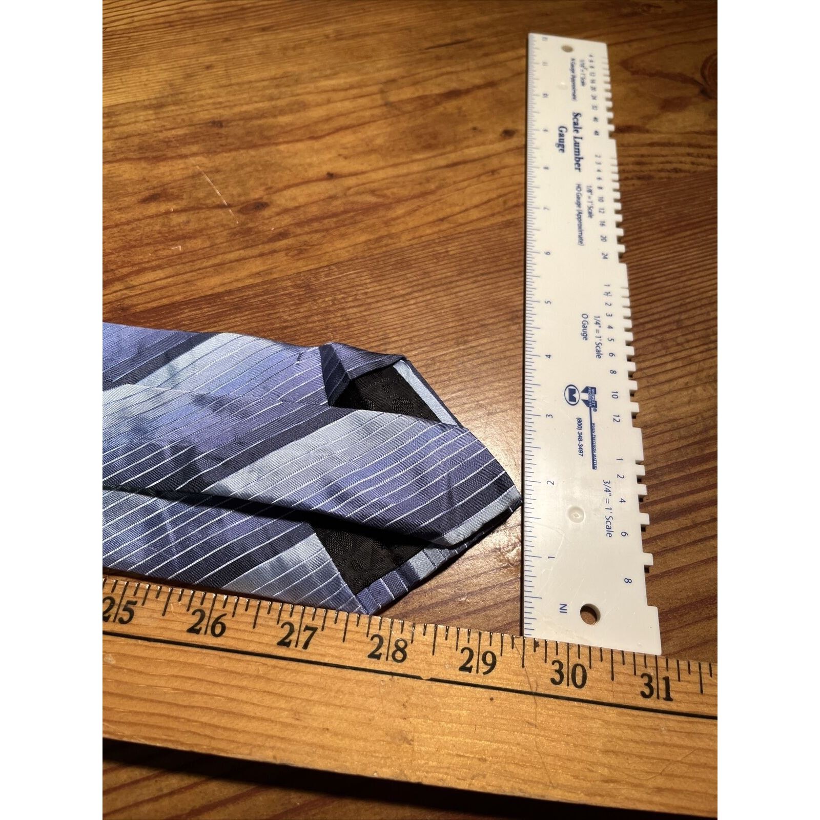 Perry Ellis Perry Ellis Portfolio Mens Blue Silver Silk Designer Necktie Size ONE SIZE - 7 Thumbnail