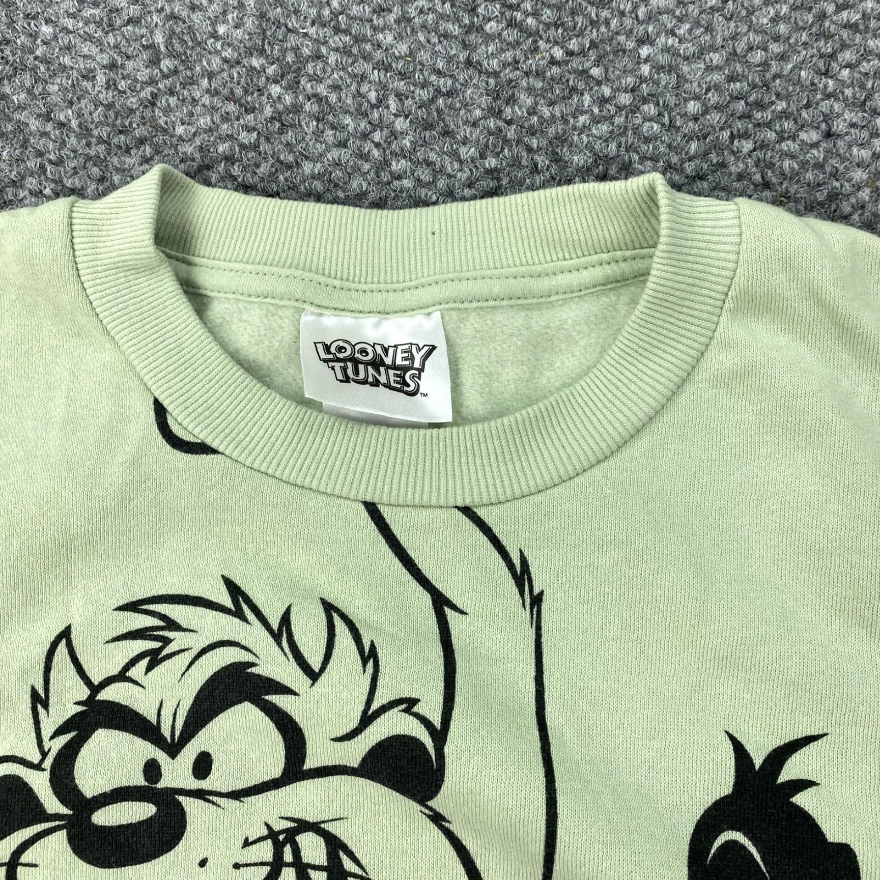 Vintage Looney Tunes Sweatshirt Mens M Mint Green Graphic Print Pullover Crewneck Bugs Bunny Taz Daffy Duck Marvin the Martian Wile E. Coyote Size US M / EU 48-50 / 2 - 3 Thumbnail