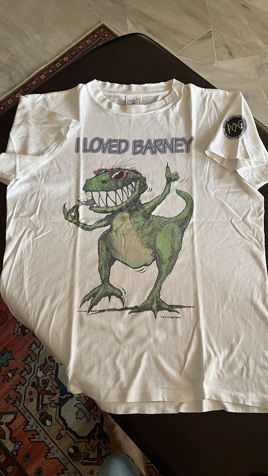 Vintage Vintage 90s T-Rex “ I loved Barney” parody. Size US M / EU 48-50 / 2 - 2 Thumbnail