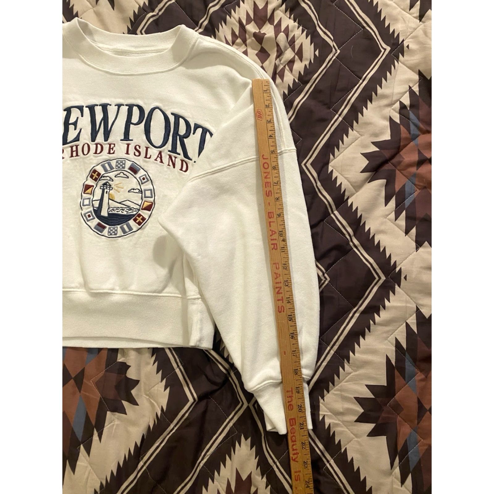Abercrombie & Fitch Abercrombie & Fitch Sweatshirt Womens Cropped Embroidered Crew Neck White Medium Size M / US 6-8 / IT 42-44 - 6 Thumbnail