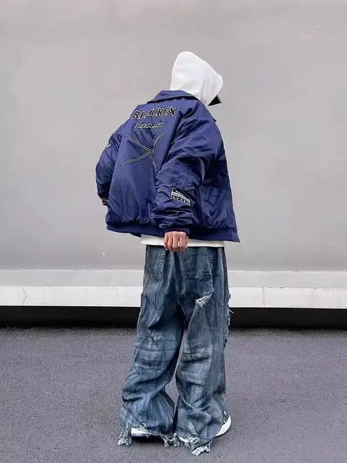Japanese Brand × Jean Heavy industry high street wasteland ripped wide leg jeans Size US 32 / EU 48 - 3 Thumbnail