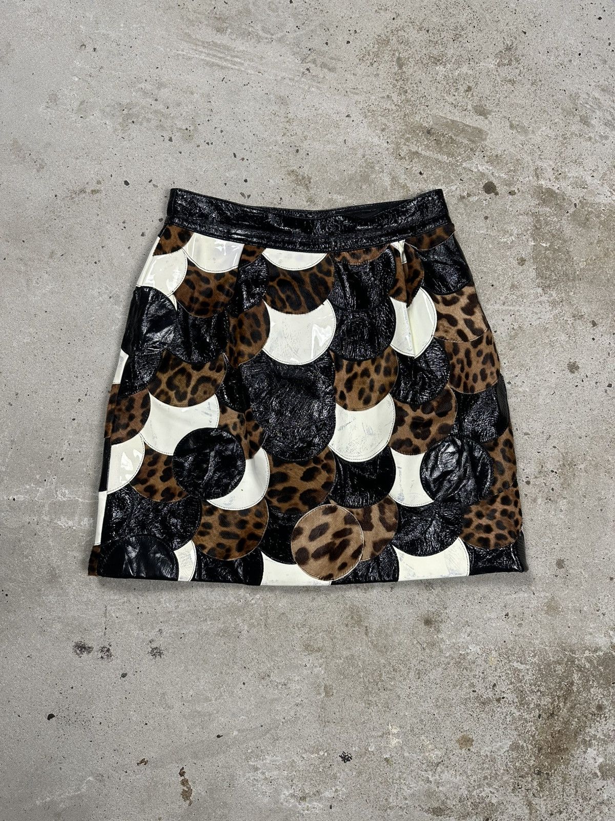 Dolce & Gabbana 2000s Dolce & Gabbana Patchwork Leather Skirt Patent Size 28" / US 6 / IT 42 - 2 Thumbnail