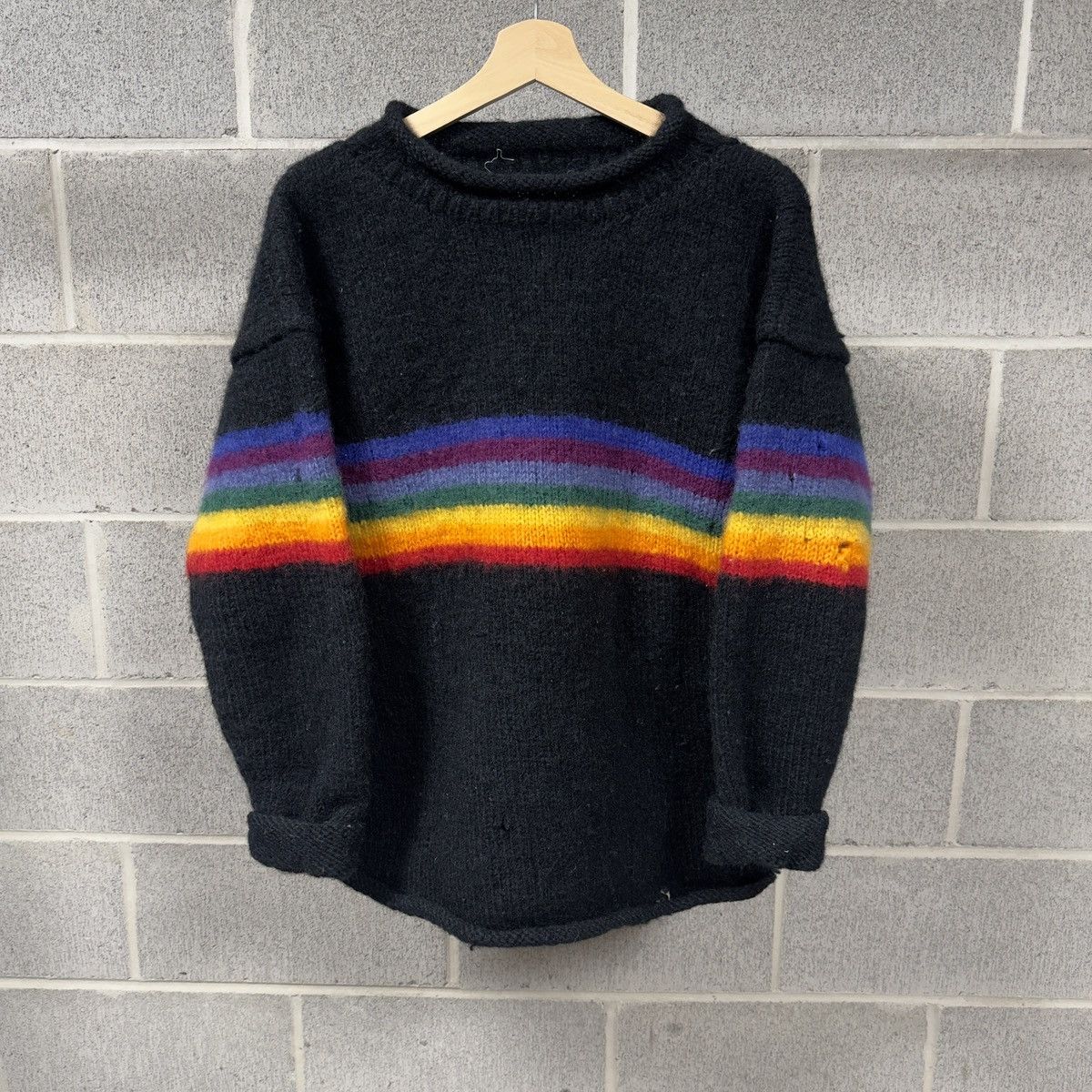 Vintage Vintage Distressed Rainbow Striped Knit Sweater ERD Grunge Size US L / EU 52-54 / 3 - 1 Thumbnail