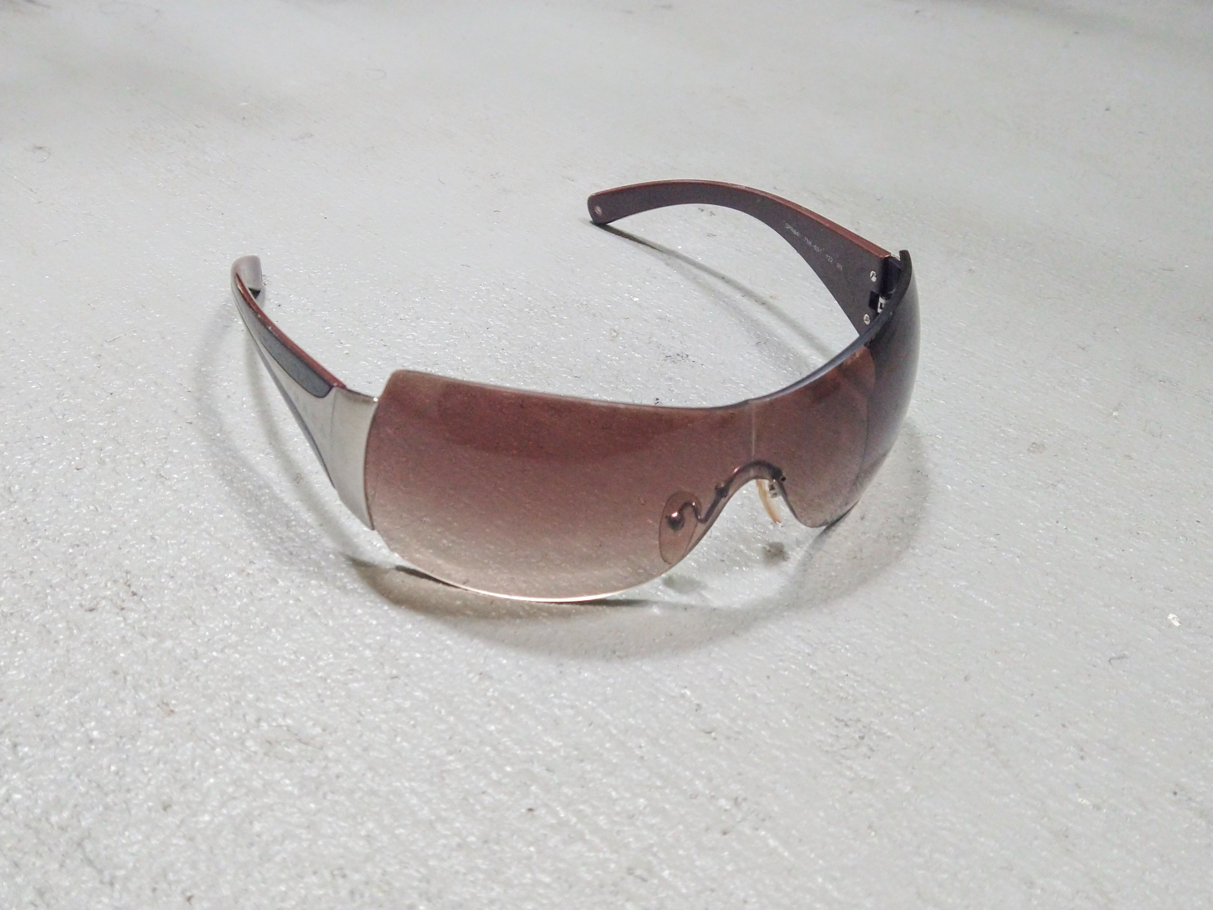 image of Prada Sunglasses Spr04I Brown Silver Shield Gradient Y2K in Brown/Silver, Women's
