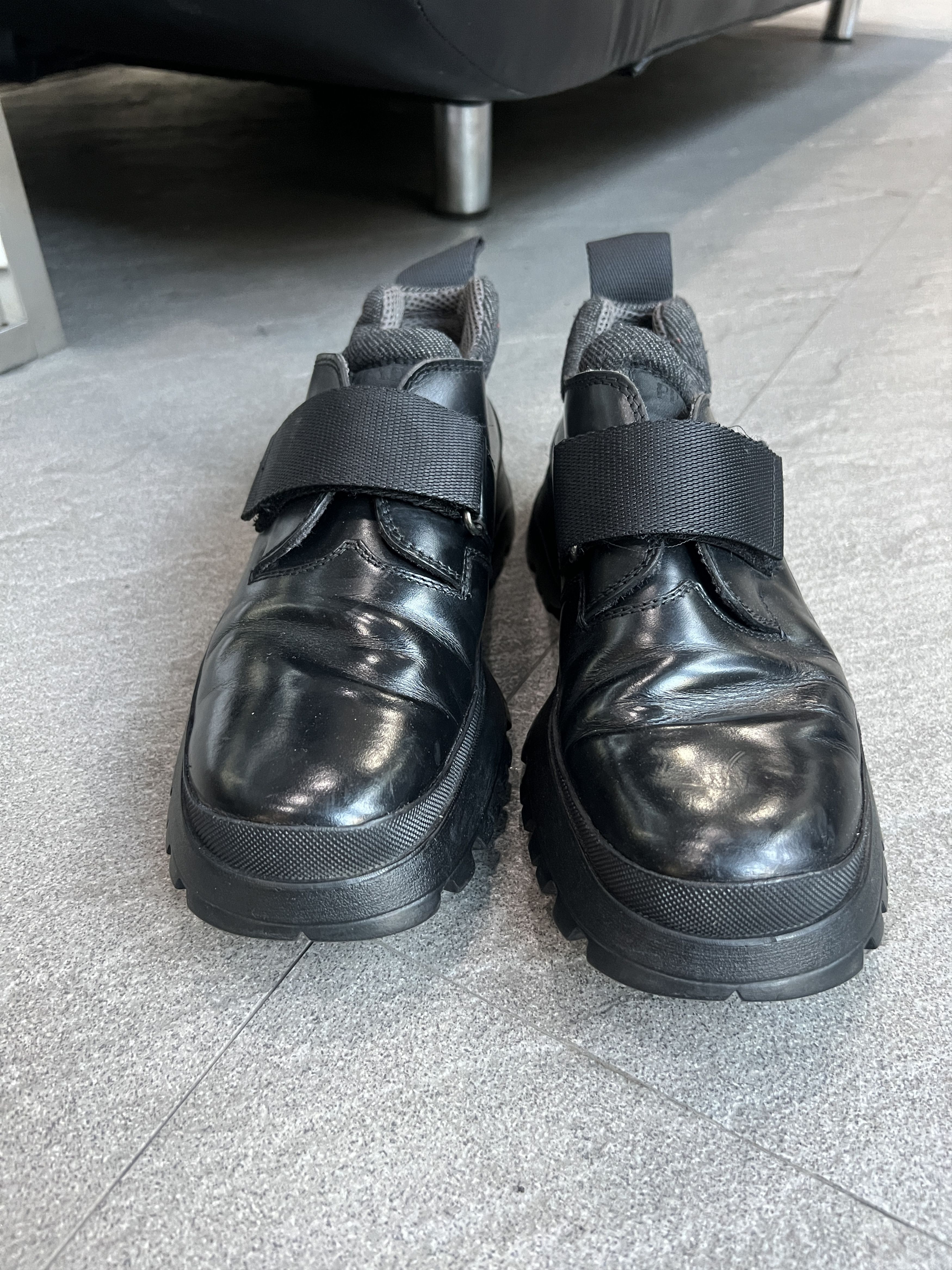 Prada Prada Sport Vibram Strap Chunky Leather Sneakers US 7 Black Size US 7 / EU 40 - 4 Thumbnail