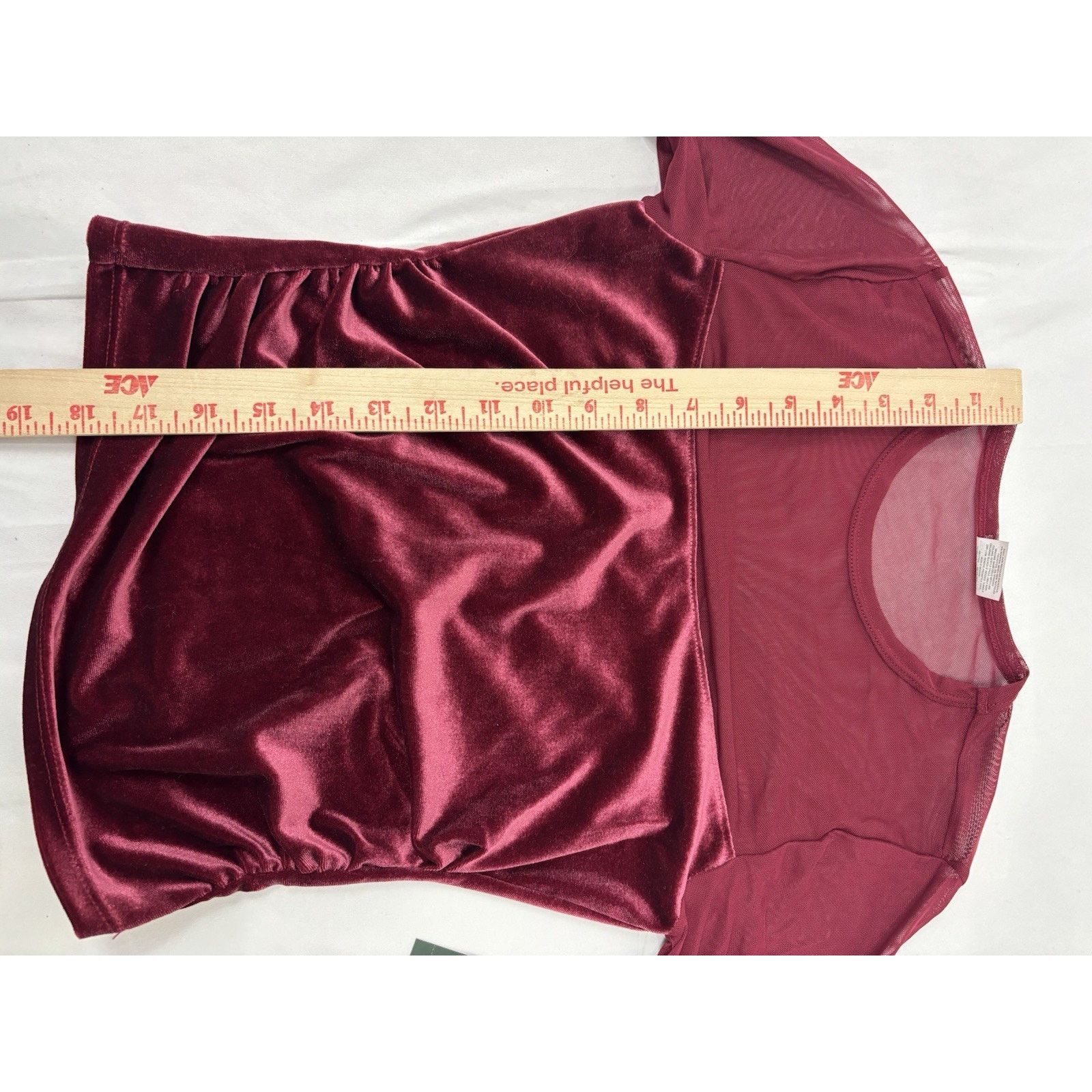 Target Basics NWT Wild Fable Long Sleeve Sheer Velvet Burgundy Shirt XS Size XS / US 0-2 / IT 36-38 - 6 Thumbnail