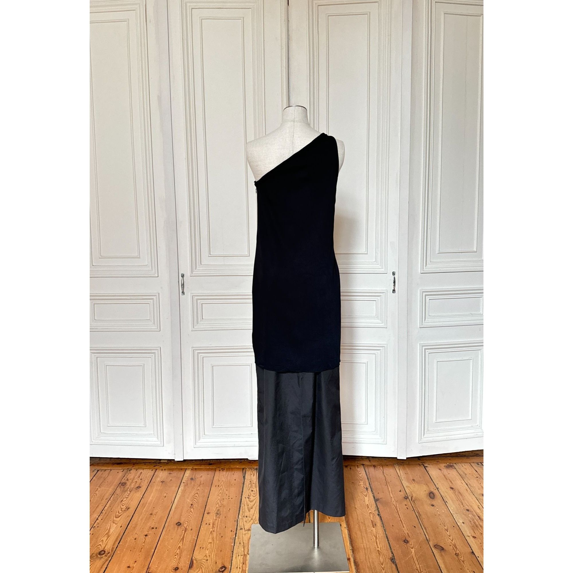 Celine Black One-Shoulder Viscose Dress Size M / US 6-8 / IT 42-44 - 4 Thumbnail