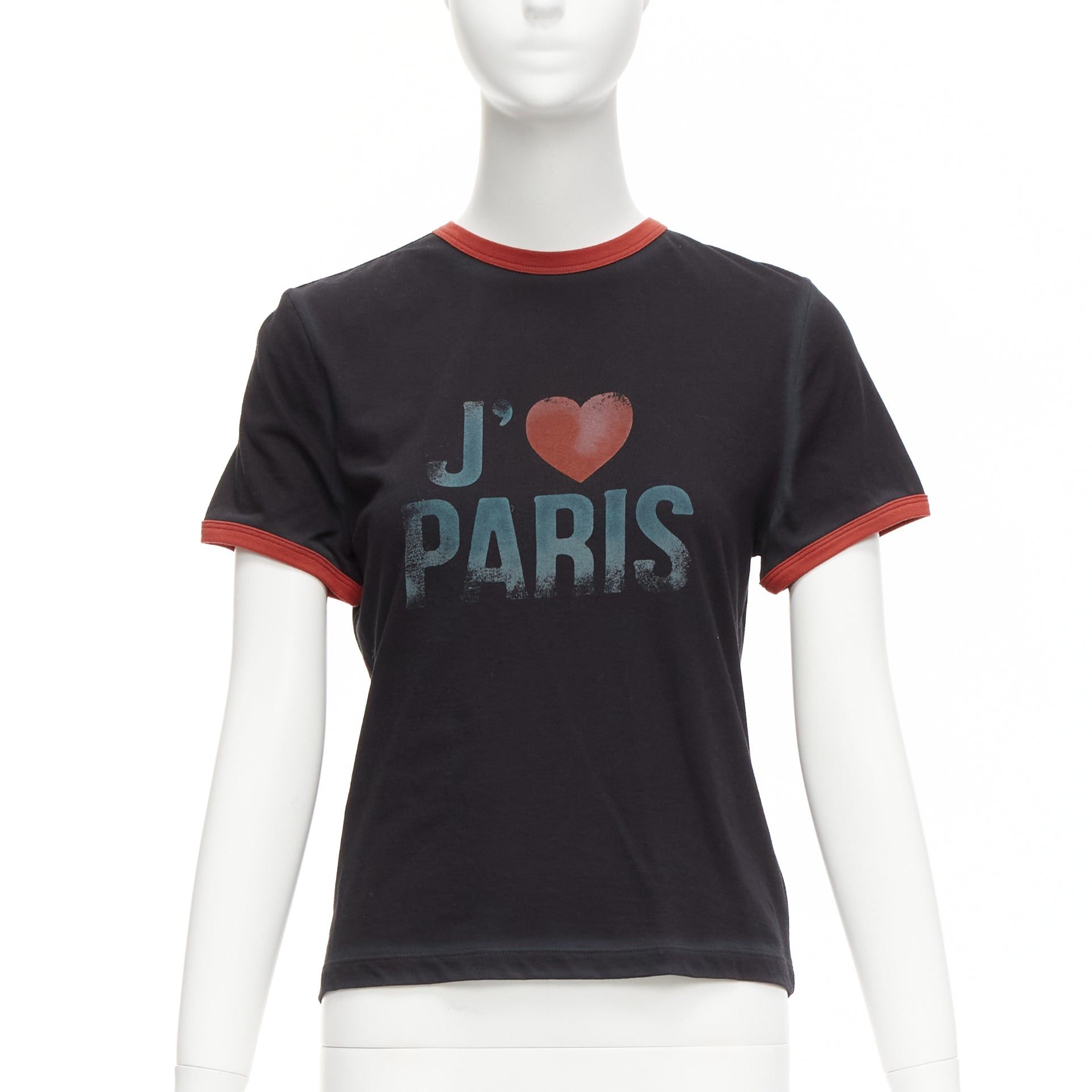 Dior rare DIOR Valentines black red J'adior Paris vintage print ringer tshirt XS Size S / US 4 / IT 40 - 1 Thumbnail