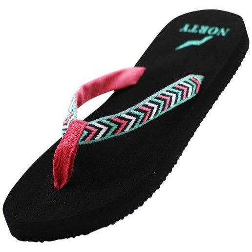 Other Norty Womens Black Chevron Flip Flop Sandals Size 6 With Red Size US 6 / IT 36 - 2 Thumbnail