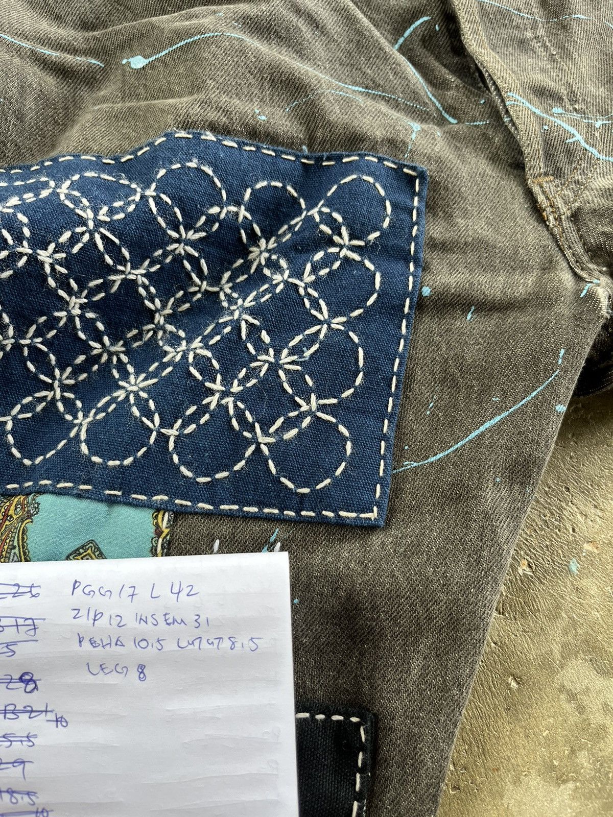 Levi's × Vintage 💥RARE Vintage Levi’s Sashiko Boro Painted Custom Jeans Size US 33 - 3 Thumbnail