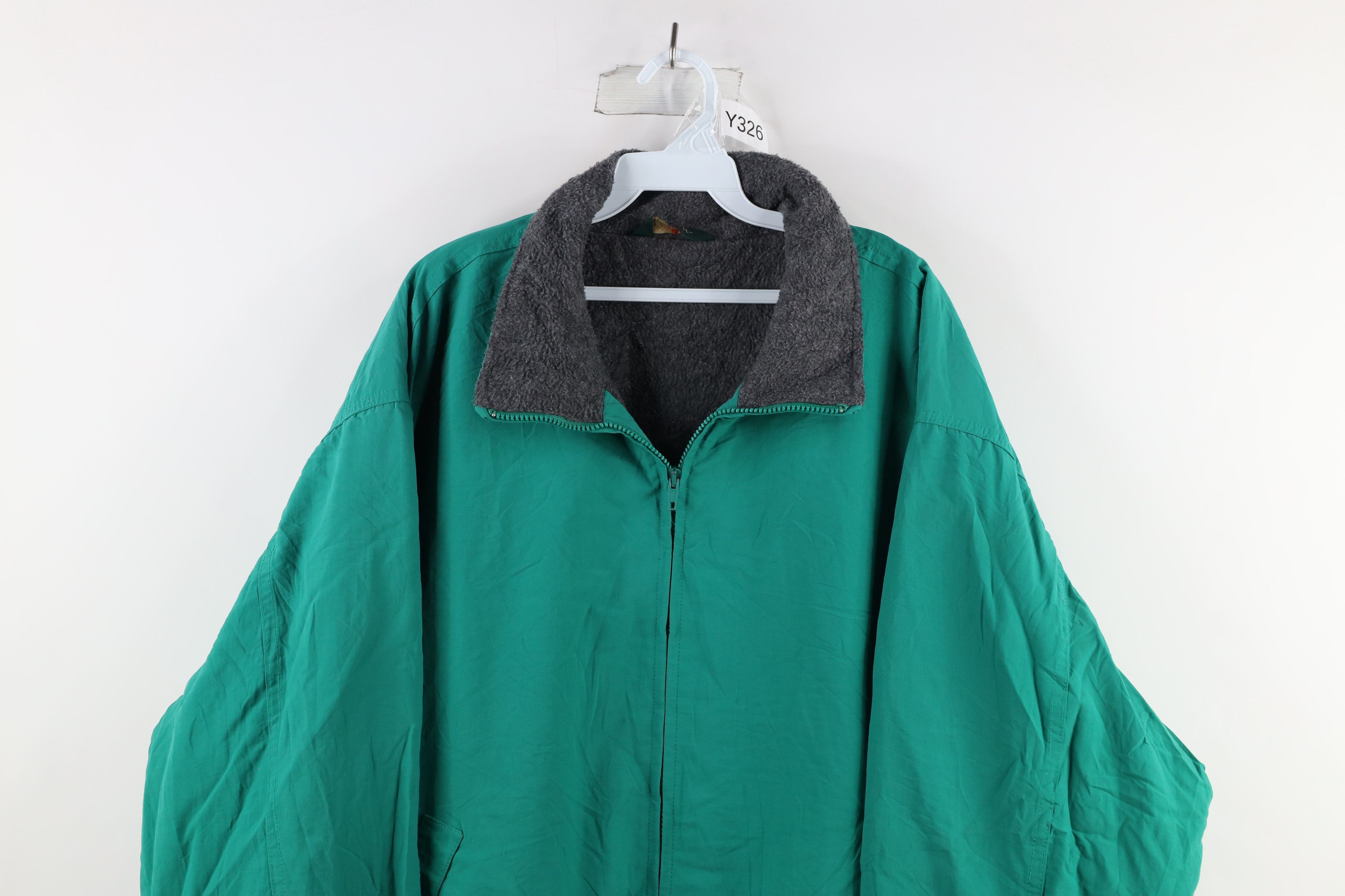 J.Crew × Vintage Vintage 90s J Crew Fleece Lined Bomber Jacket Teal Green Size ONE SIZE - 2 Thumbnail