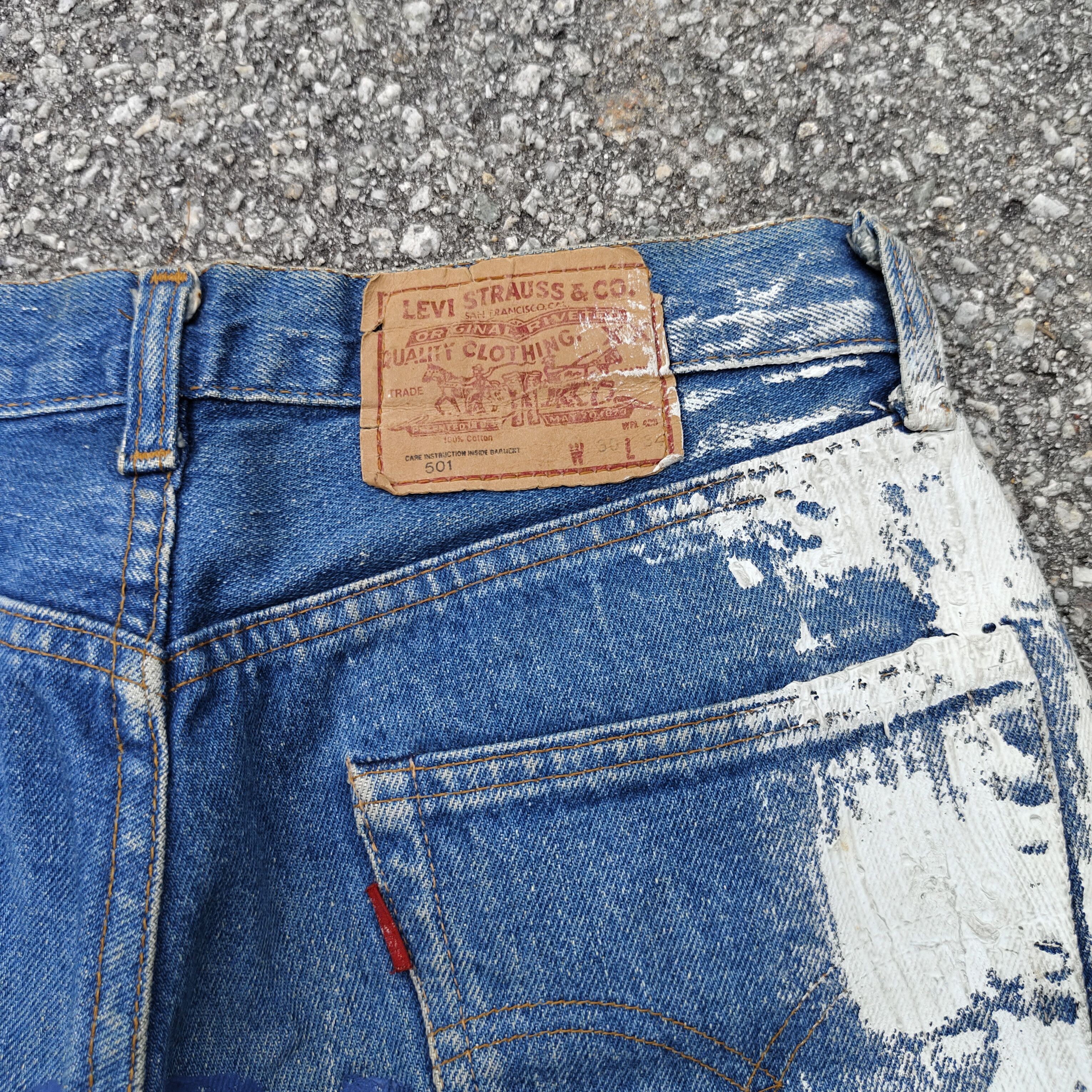 Levi's RARE 90s Levi's 501 Painted Logo Art Graffiti Limited Jean Size US 29 - 11 Thumbnail