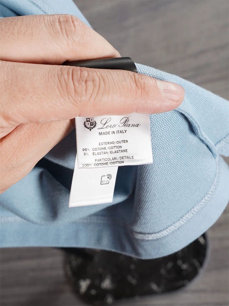 Loro Piana LORO PIANA Light gray and blue short sleeve Polo Size US S / EU 44-46 / 1 - 6 Thumbnail