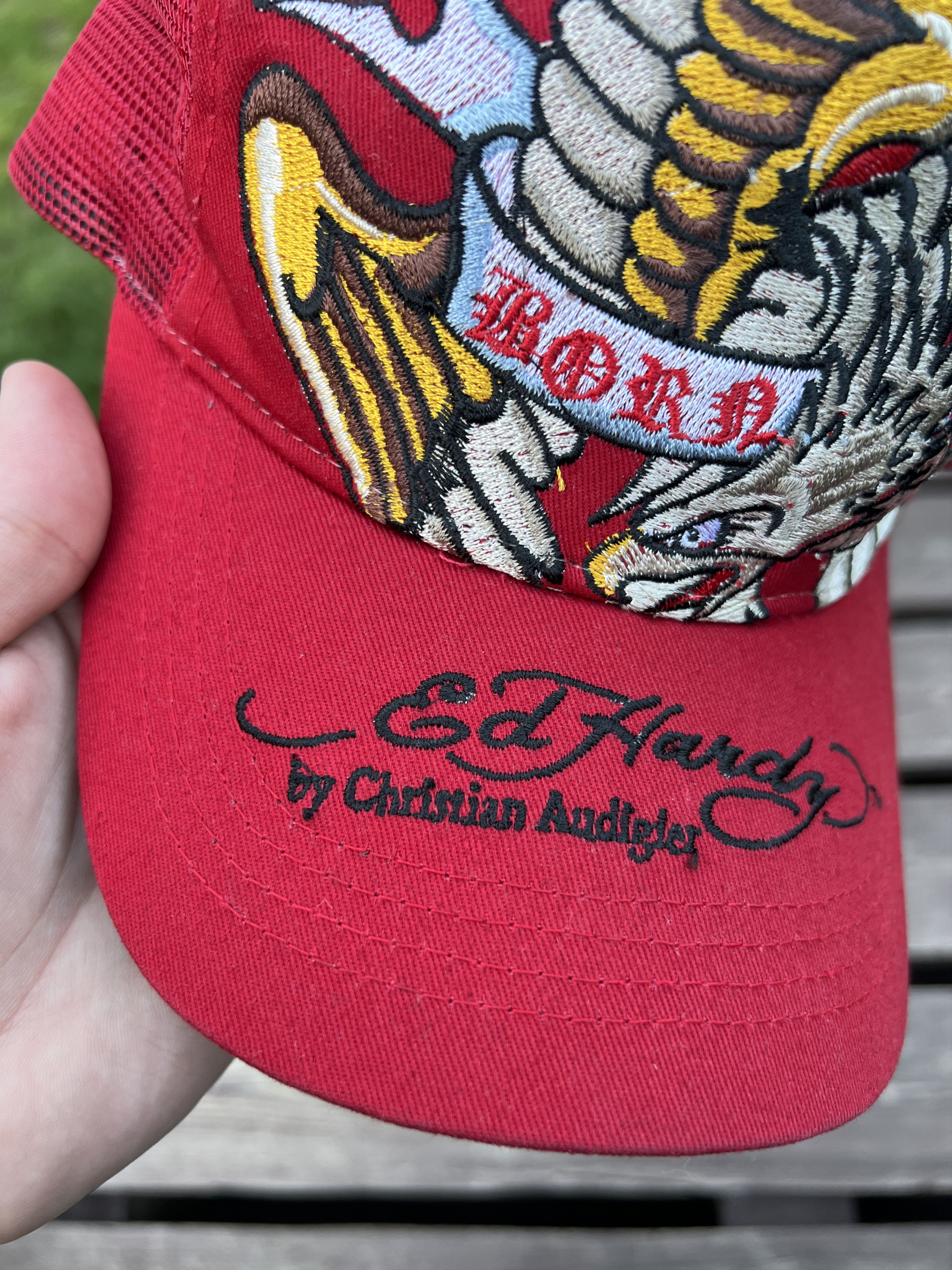 Ed Hardy × Vintage Ed Hardy Vintage Y2K Red Cap Size ONE SIZE - 4 Thumbnail