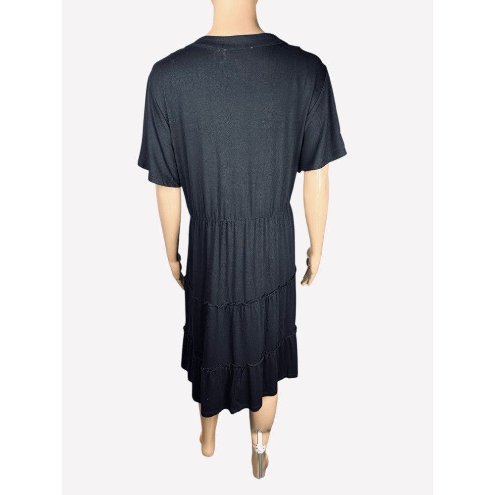 Lucky Brand NWT New Lucky Brand Black Rayon Tiered Flutter Short Sleeve Size XXL / US 16-18 / IT 52-54 - 3 Thumbnail