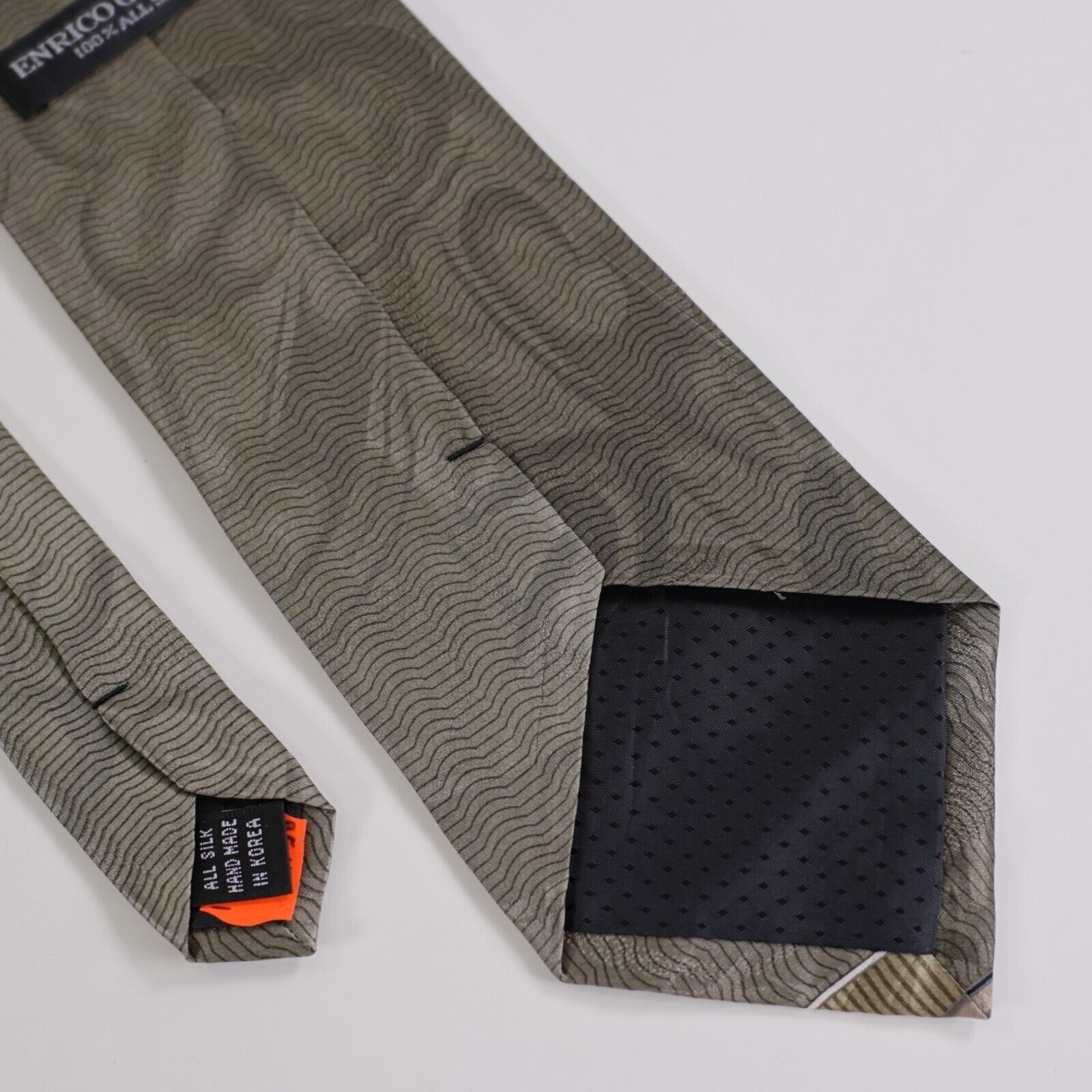 Designer Enrico Guccini Abstract Green Wide Silk Tie Size ONE SIZE - 5 Thumbnail
