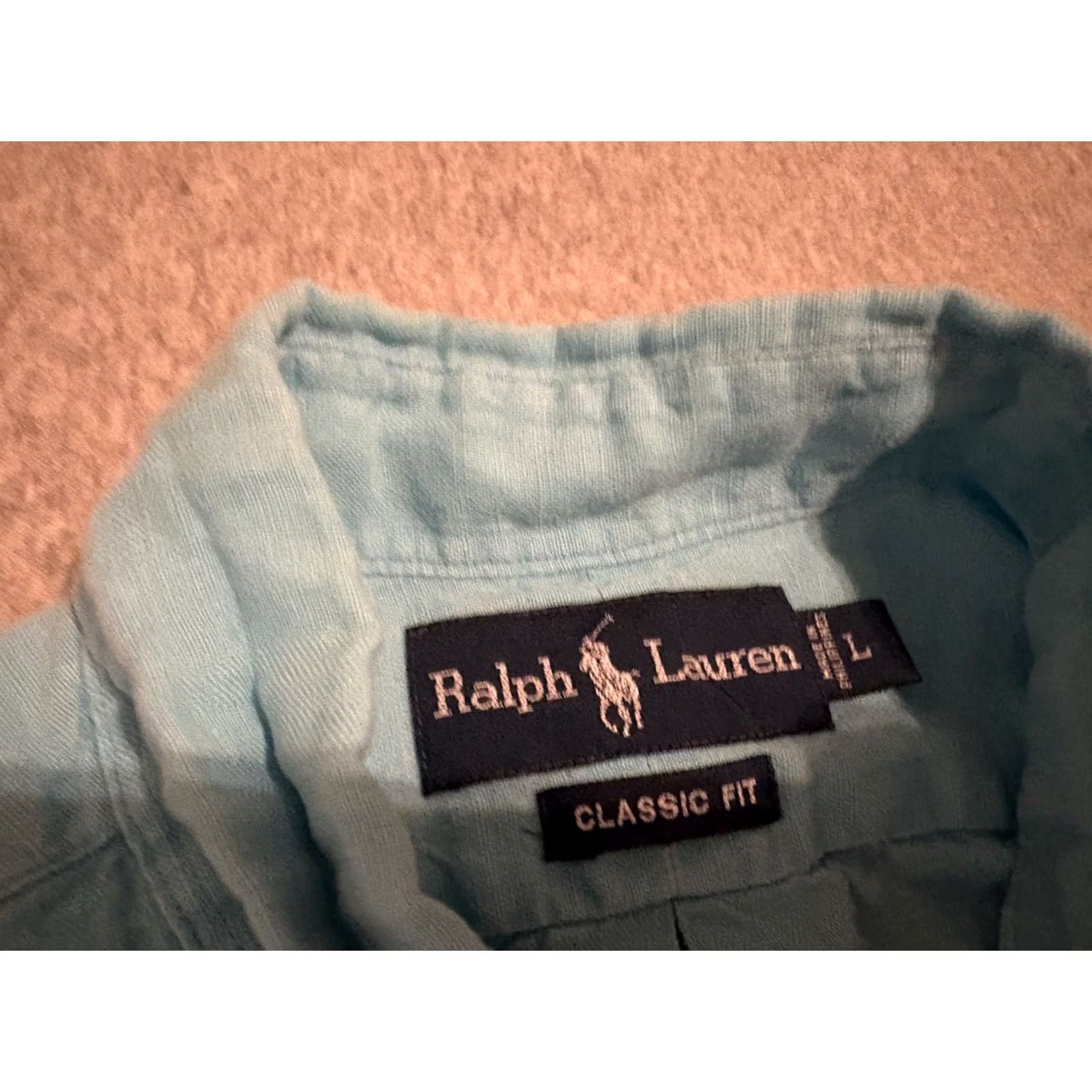 Polo Ralph Lauren VINTAGE Polo Ralph Lauren Short Sleeve Button-Up Shirt Mens Large Blue Linen Stain Flawed Pony Size US L / EU 52-54 / 3 - 2 Thumbnail