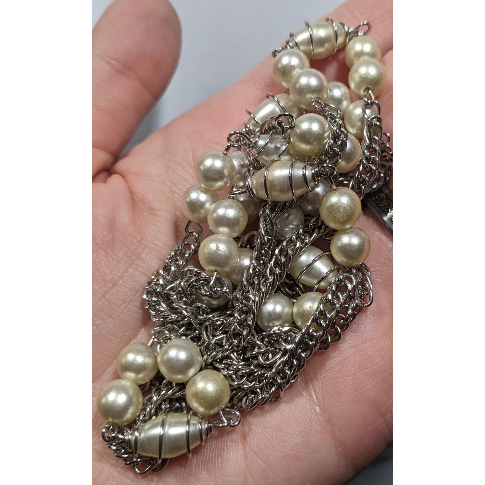 Other Vintage Wire Wrapped Faux Pearl Station Necklace Size ONE SIZE - 4 Thumbnail