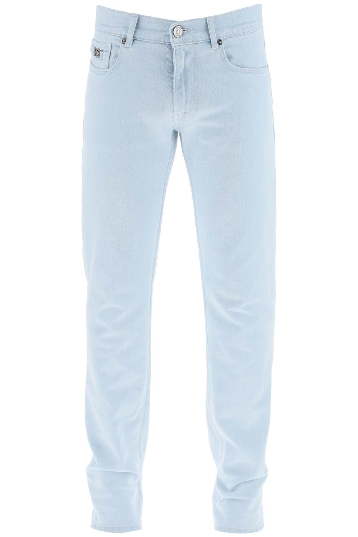 image of Versace Slim Medusa Biggie Jeans in Light Blue Ice, Men's (Size 31)