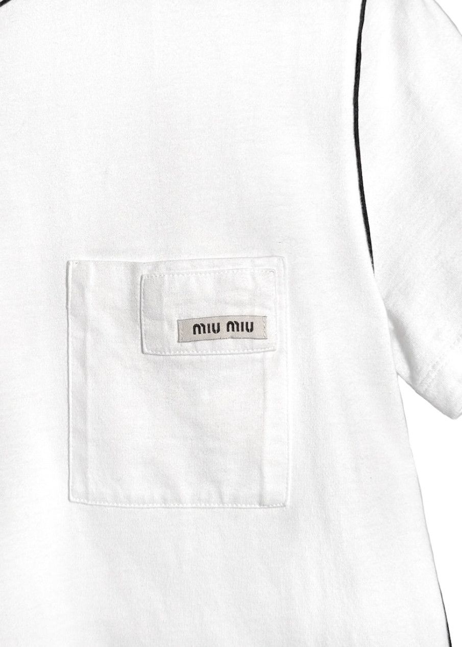Miu Miu Miu Miu 2018 White T-shirt with Logo Detail Size M / US 6-8 / IT 42-44 - 3 Thumbnail