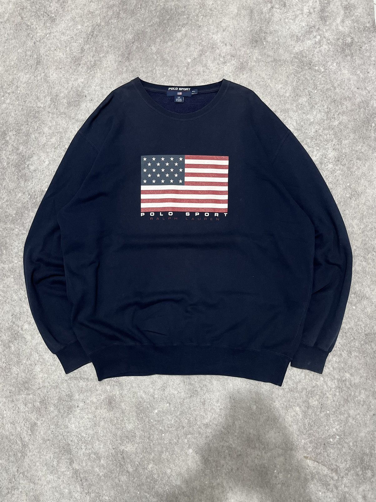 Polo Ralph Lauren Vintage 90s Polo Sport USA Big Flag Sweatshirt Size US XL / EU 56 / 4 - 1 Thumbnail