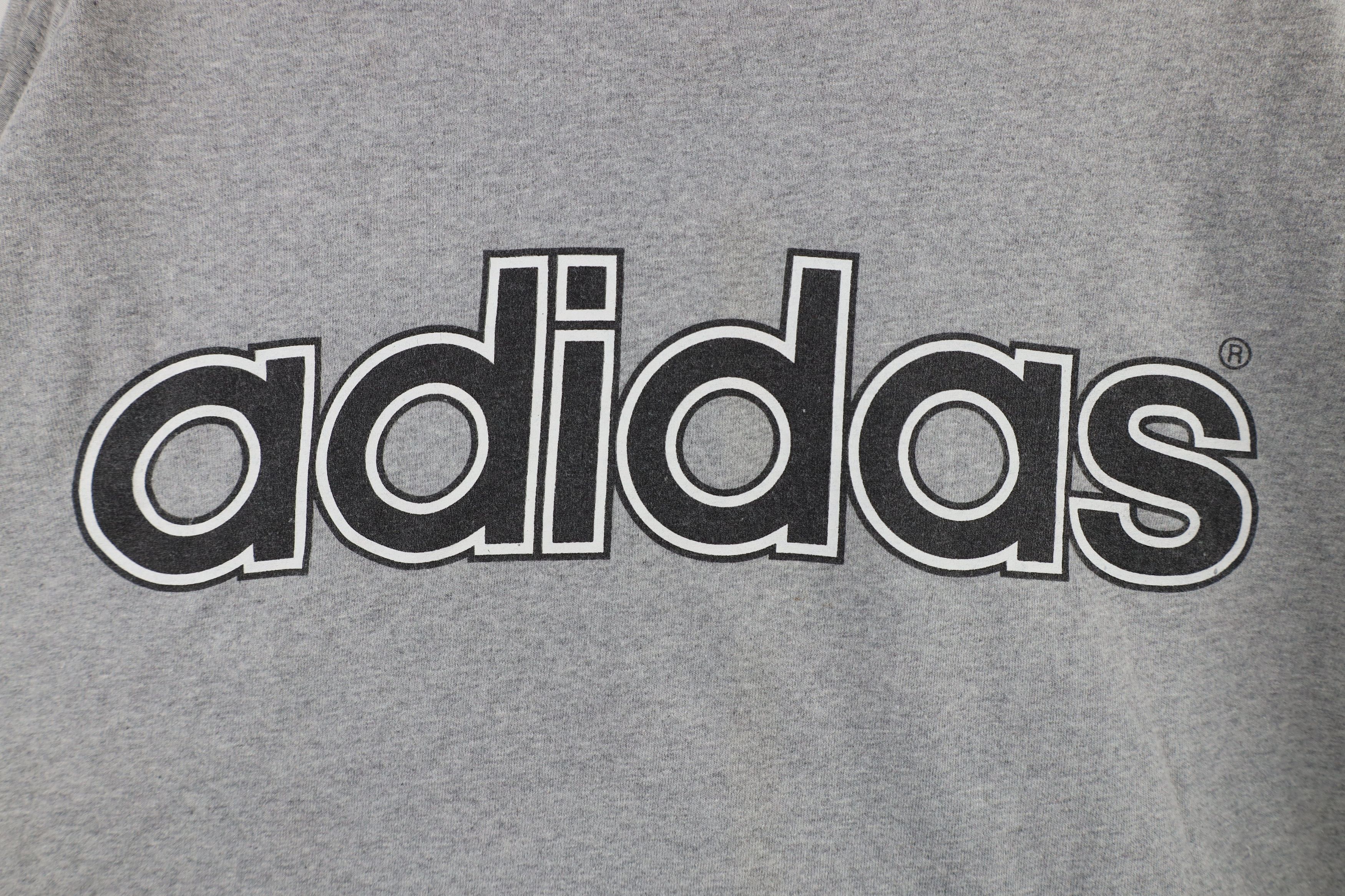 Adidas × Vintage Vintage 90s Adidas Spell Striped Trefoil T-Shirt Gray USA Size US L / EU 52-54 / 3 - 10 Thumbnail