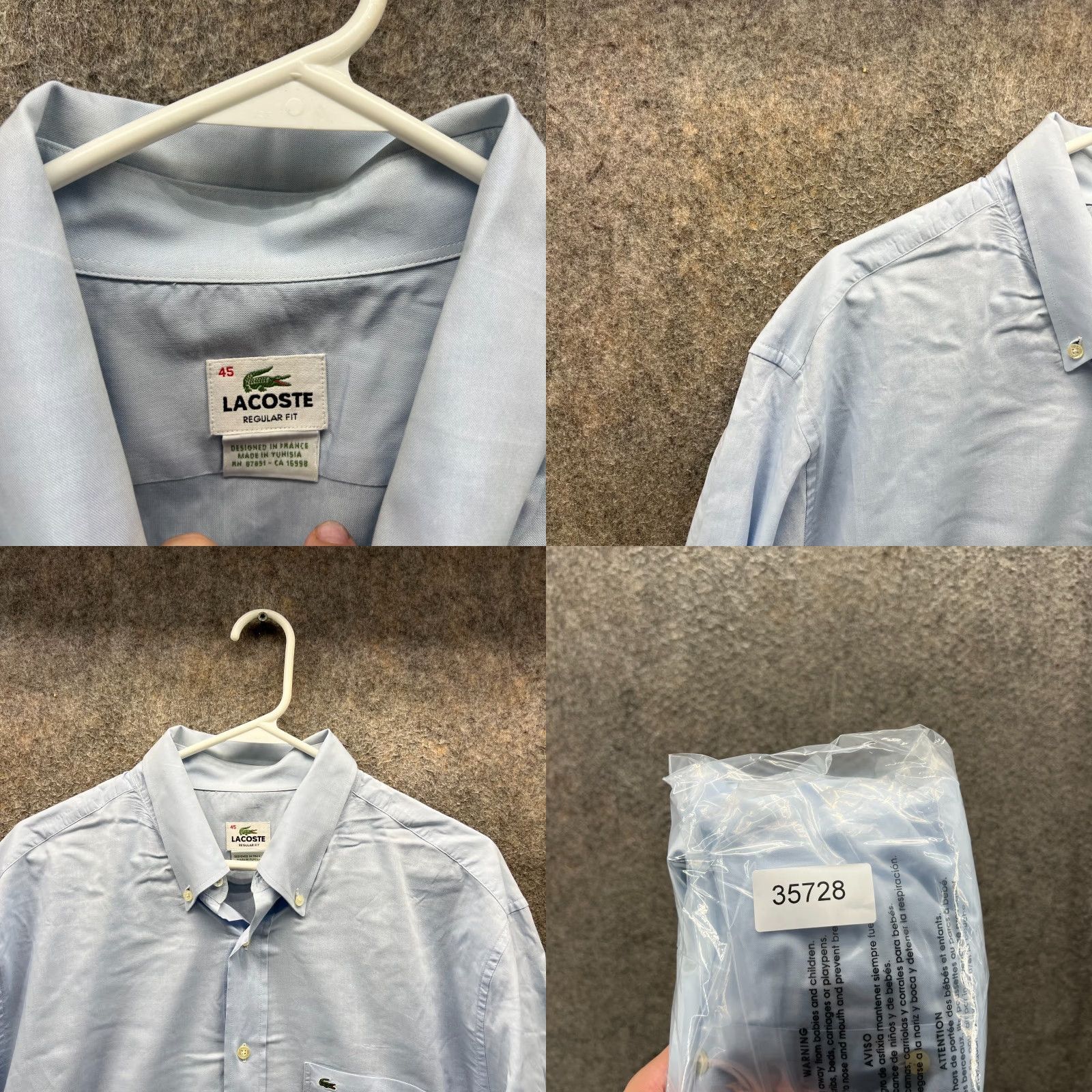 Lacoste Lacoste Shirt Men Blue Cotton Long Sleeve Button-Down Oxford Pocket Shirt 45 Regular Adult Mens Size 48R - 8 Thumbnail